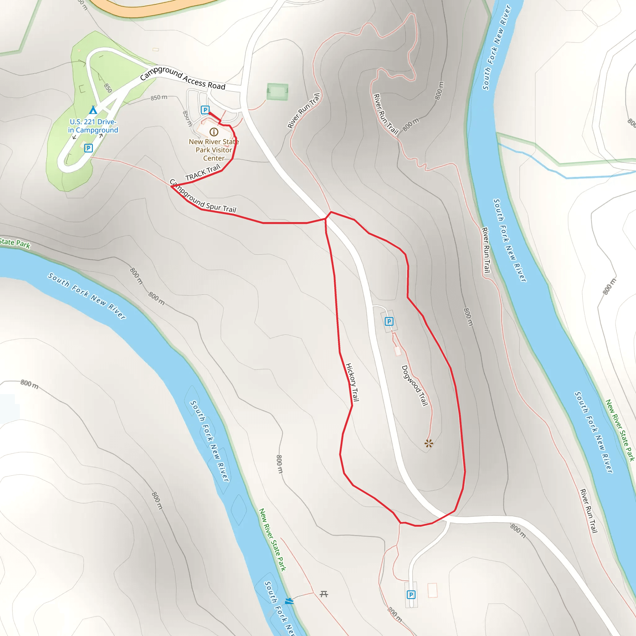 Hickory Loop Trail mobile static map