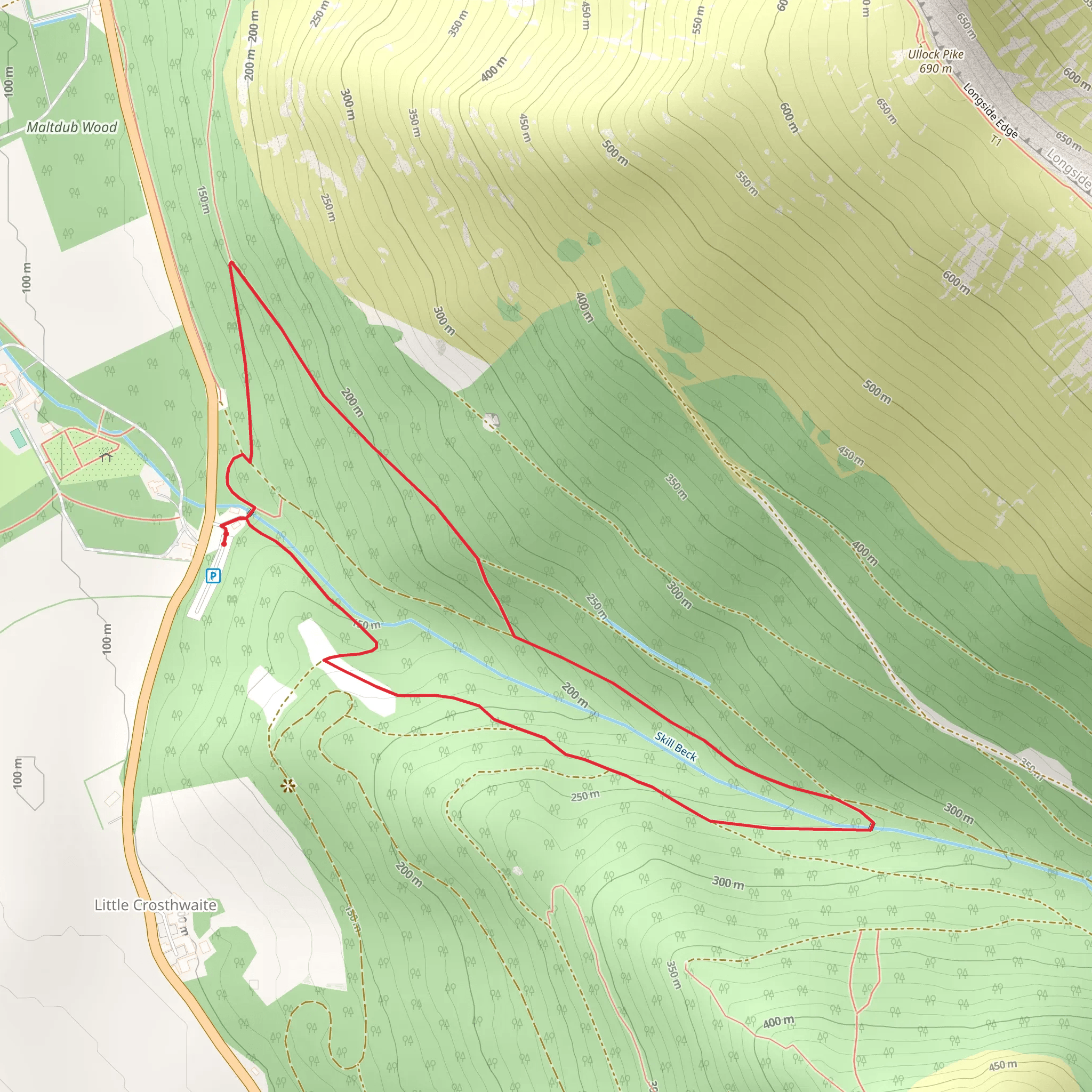 Skill Beck Waterfalls and Weir Loop mobile static map