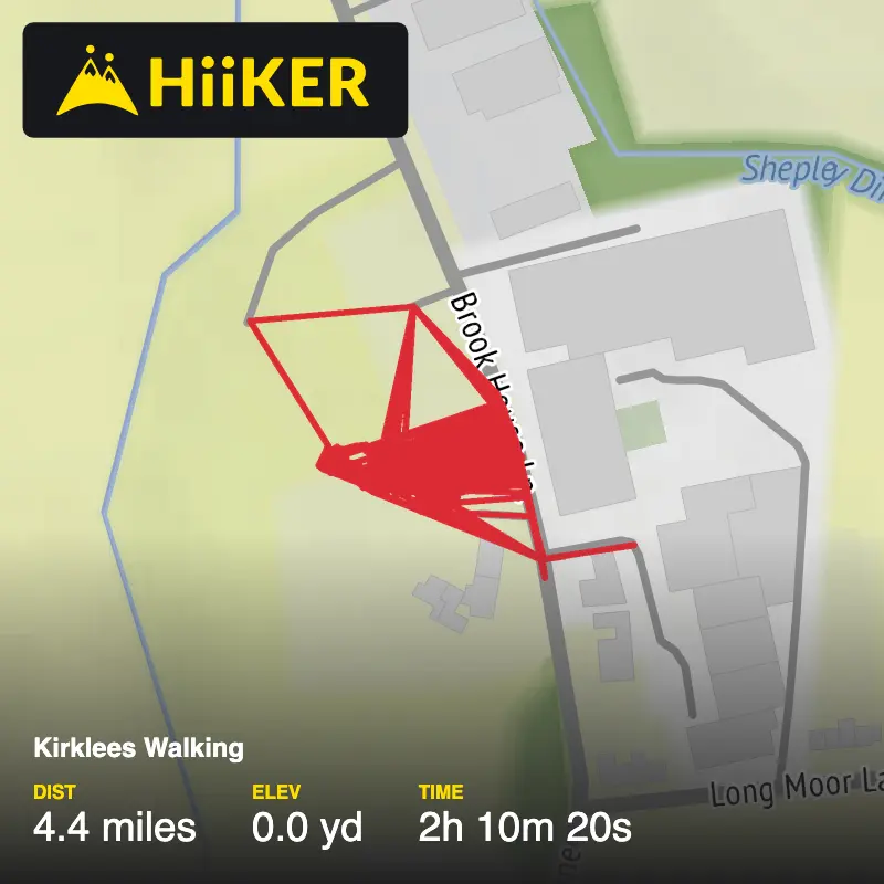 A map preview of the recording Kirklees Walking.
