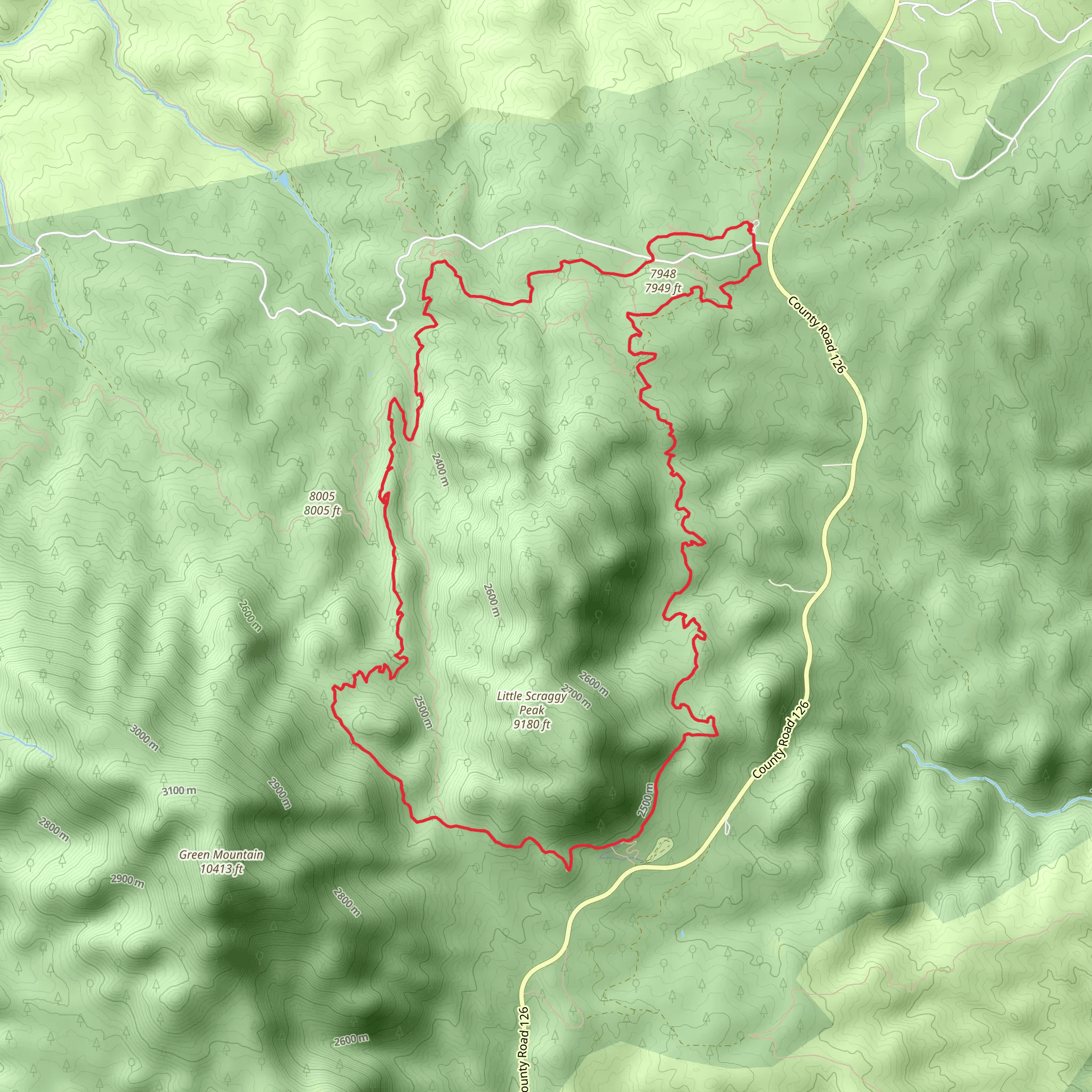 Little Scraggy and Colorado Loop Trail mobile static map