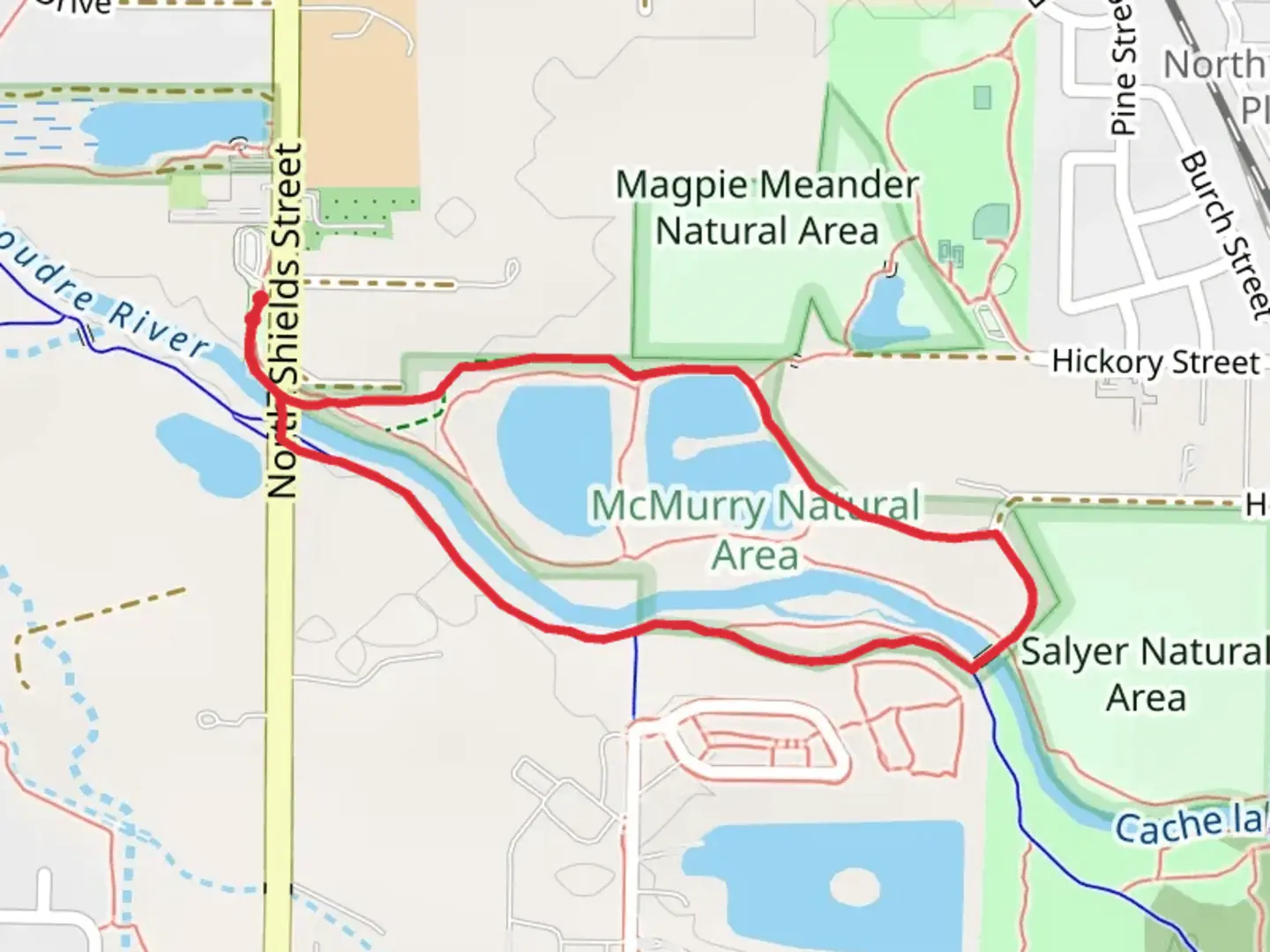 An image depicting the trail Poudre Trail Loop and its surrounding area.