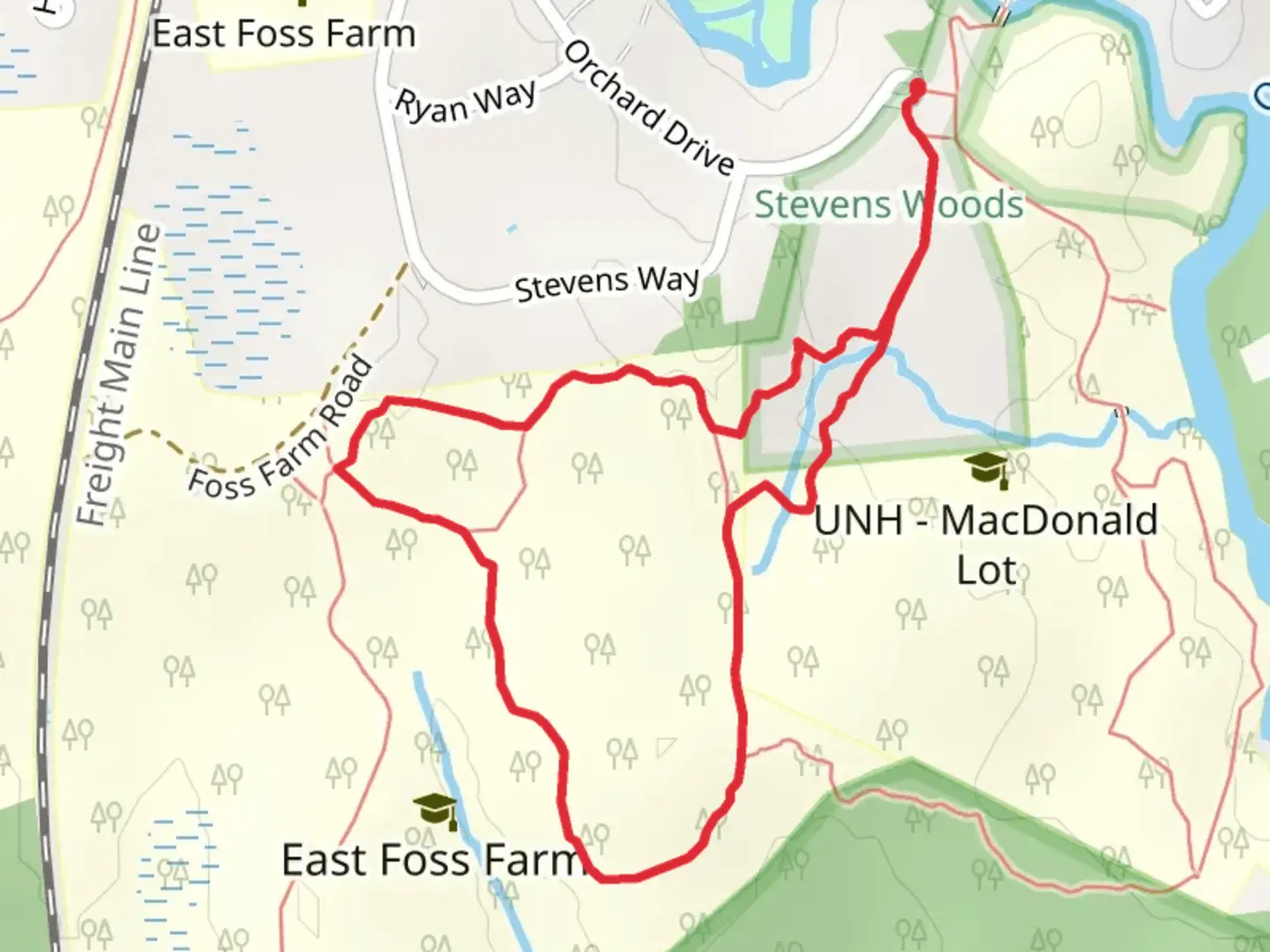 An image depicting the trail East Foss Farm Loop and its surrounding area.