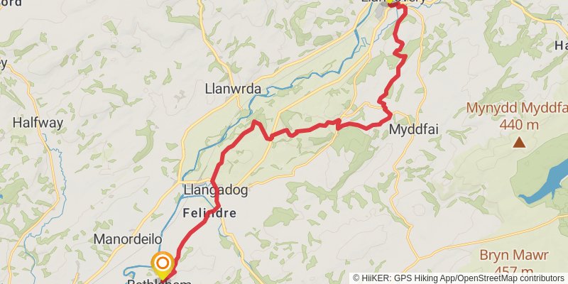Heart of Wales Line Trail stage 9 Map
