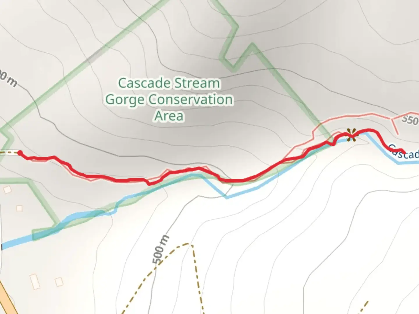 An image depicting the trail Cascade Stream Trail and its surrounding area.