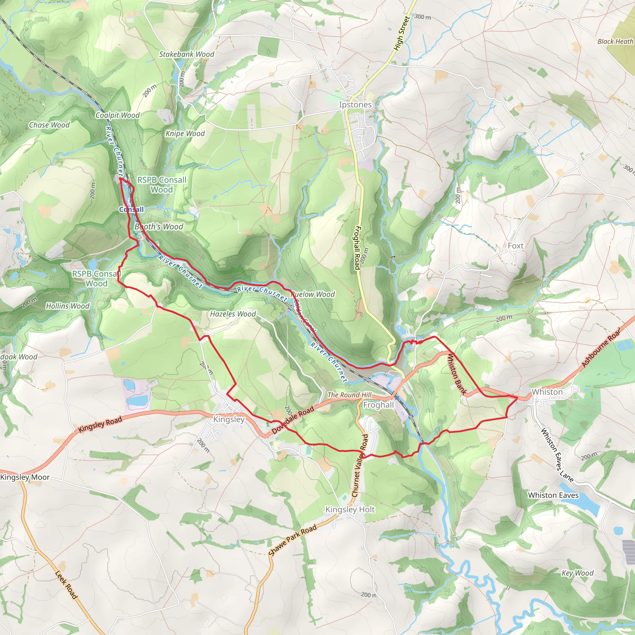 Kingsley, Caldon Canal and Froghail Wharf Loop mobile static map