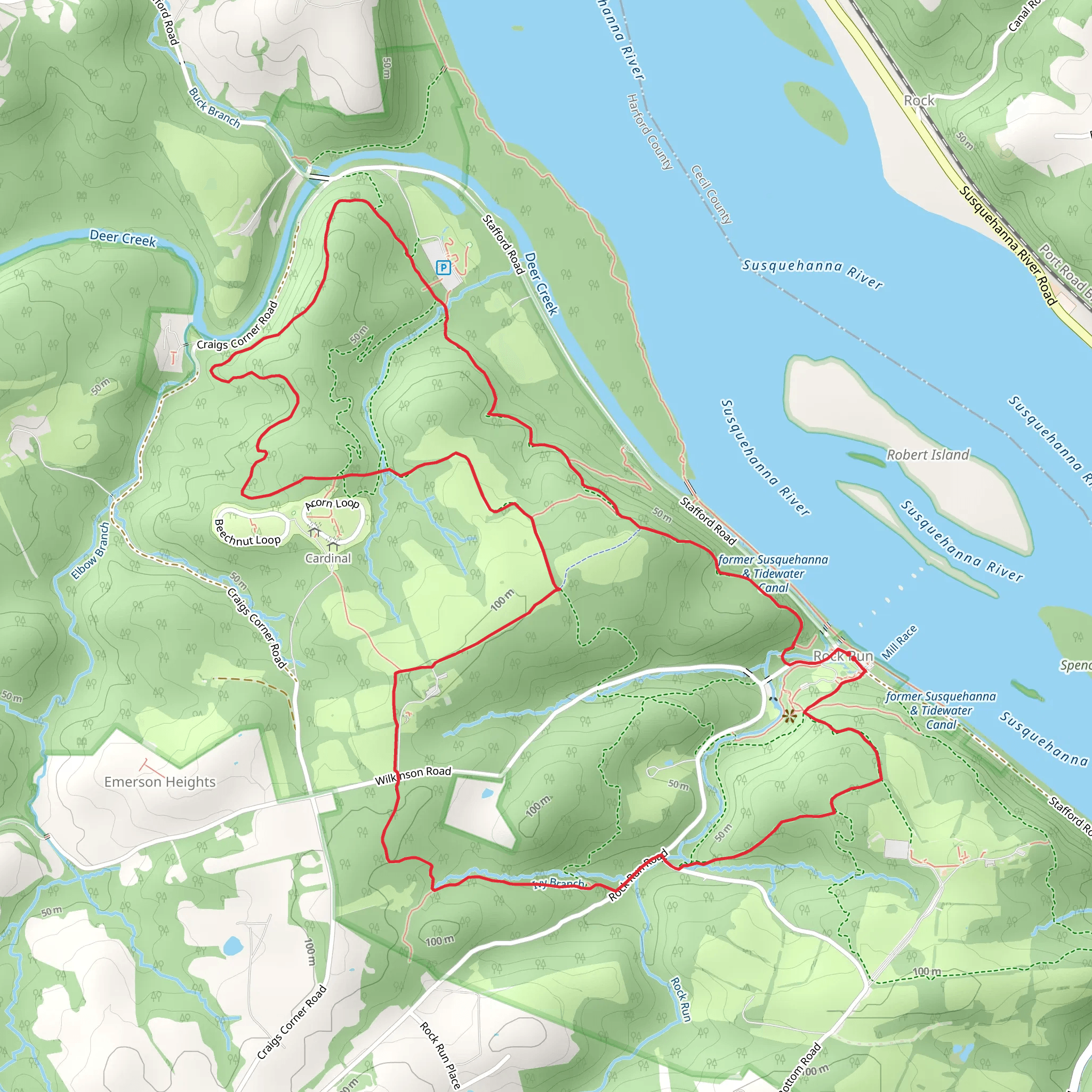 Susquehanna State Park Loop mobile static map