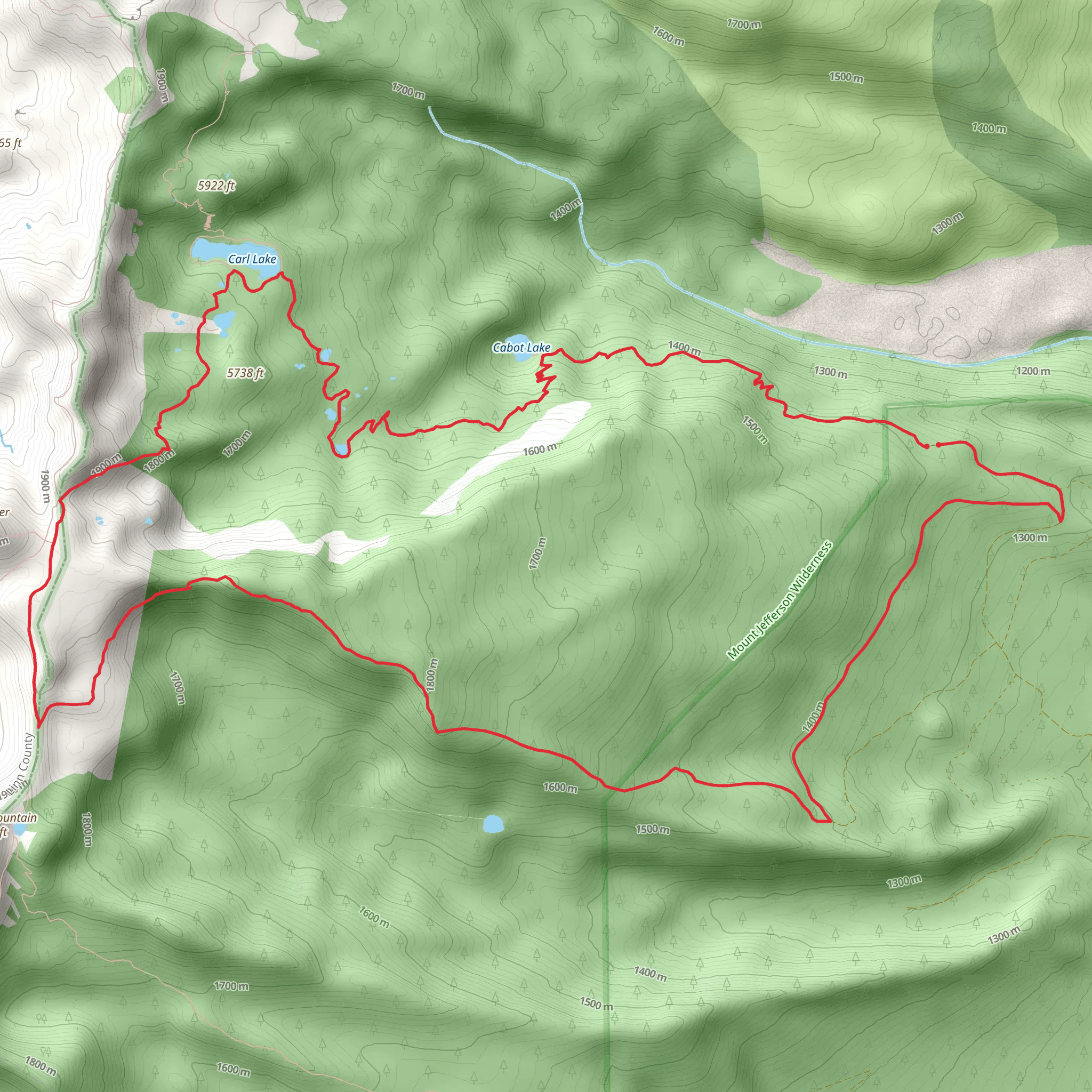 Cabot Lake, Brush Creek via PCT and Cabot Lake Trail mobile static map