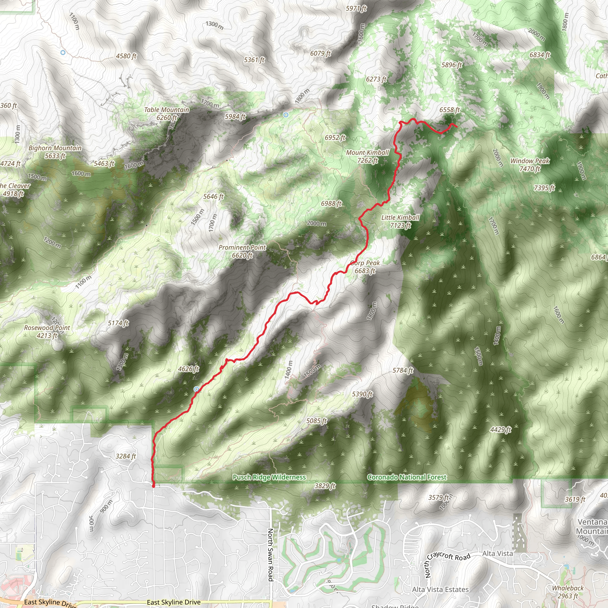 Finger Rock Trail mobile static map