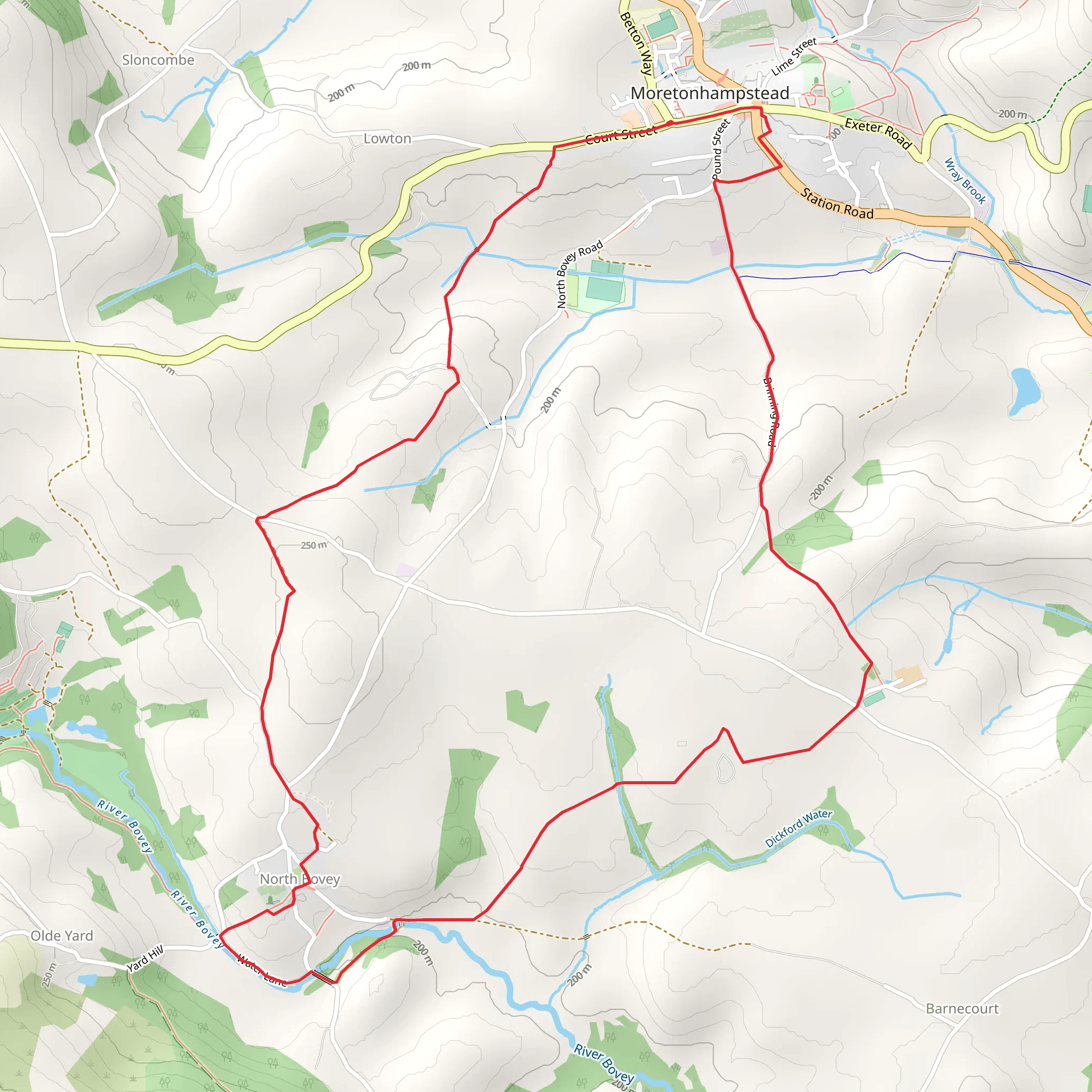 Moretonhampstead to North Bovey Loop mobile static map