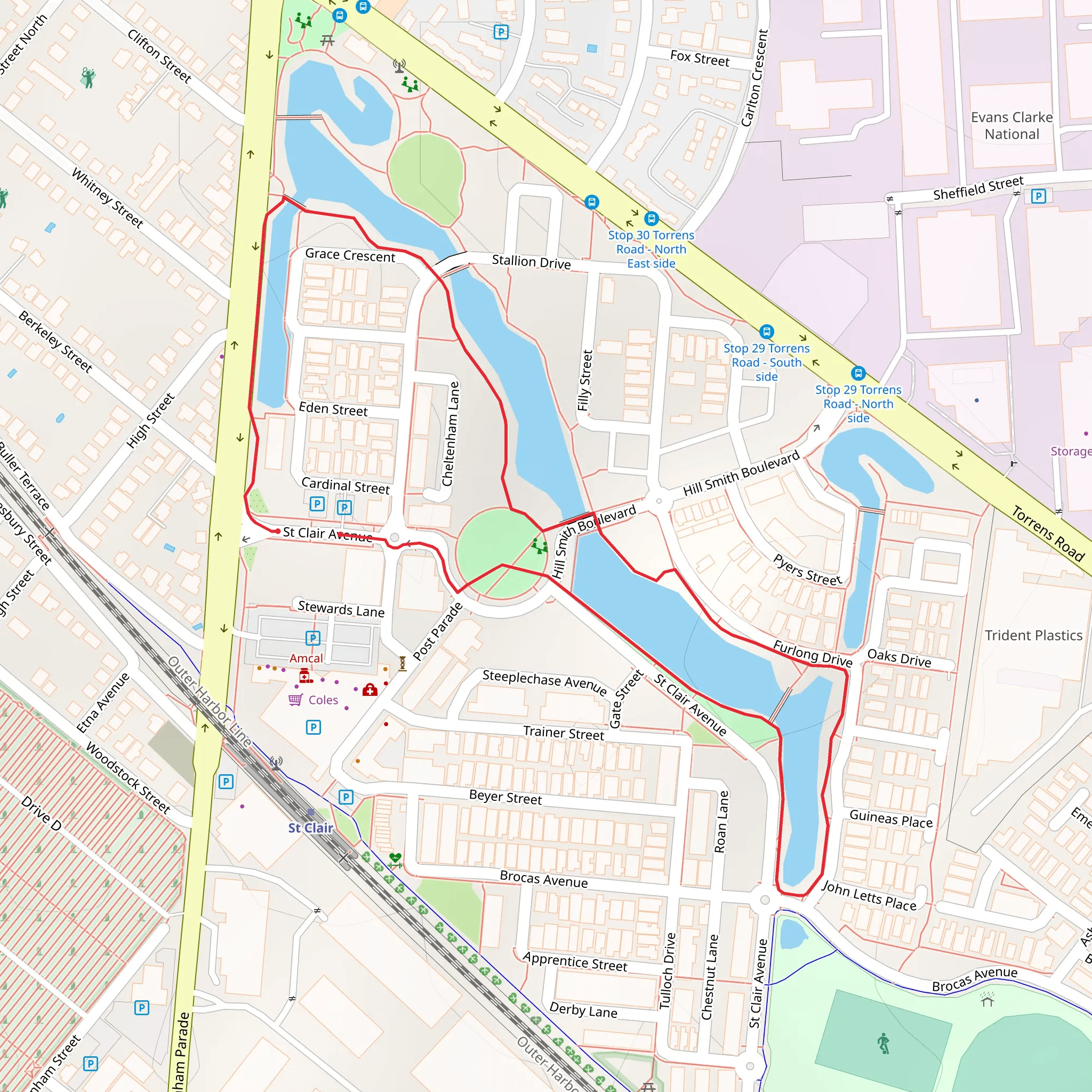 St Clair Wetlands Walk mobile static map