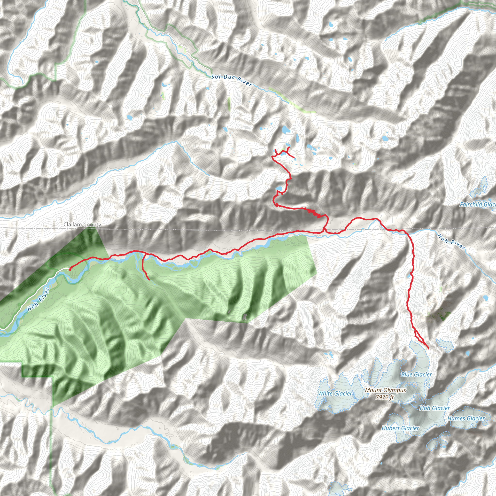 Blue Glacier And Hoh River Trail mobile static map