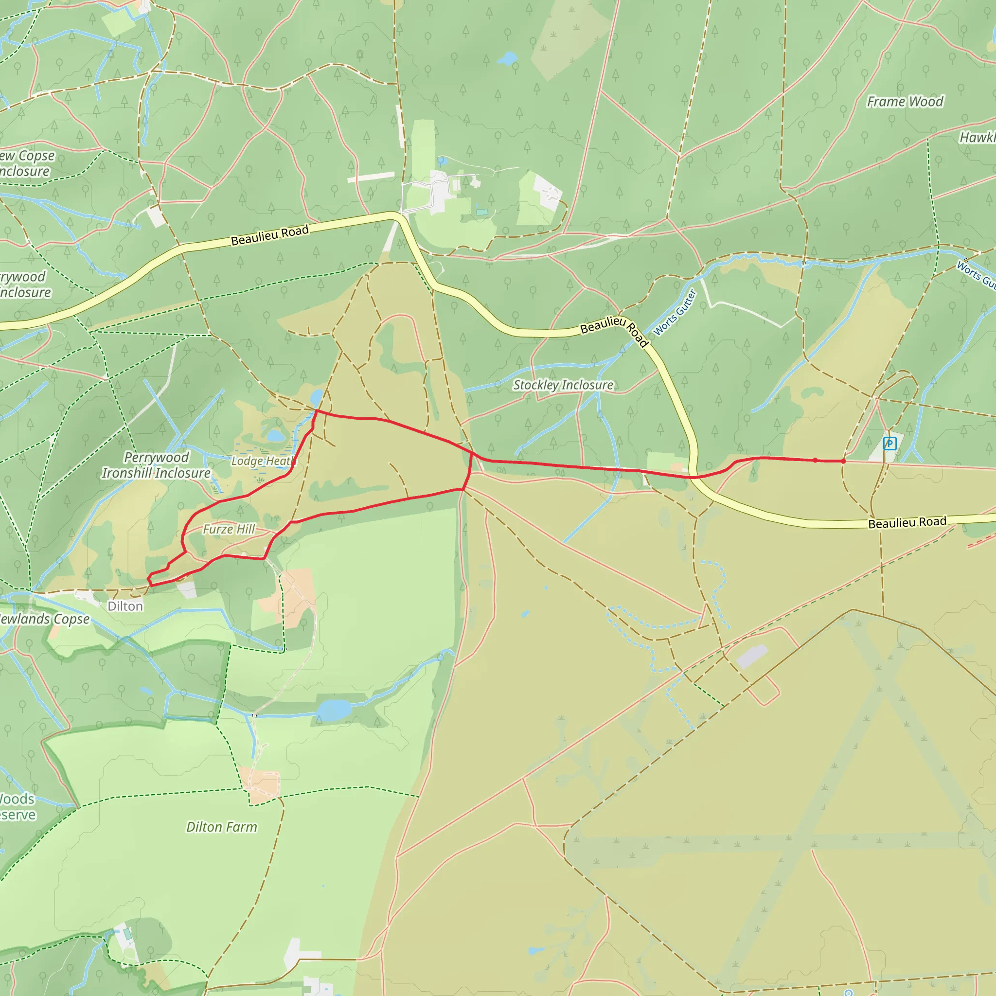RAF Beaulieu Walk from Hawkhill Inclosure mobile static map