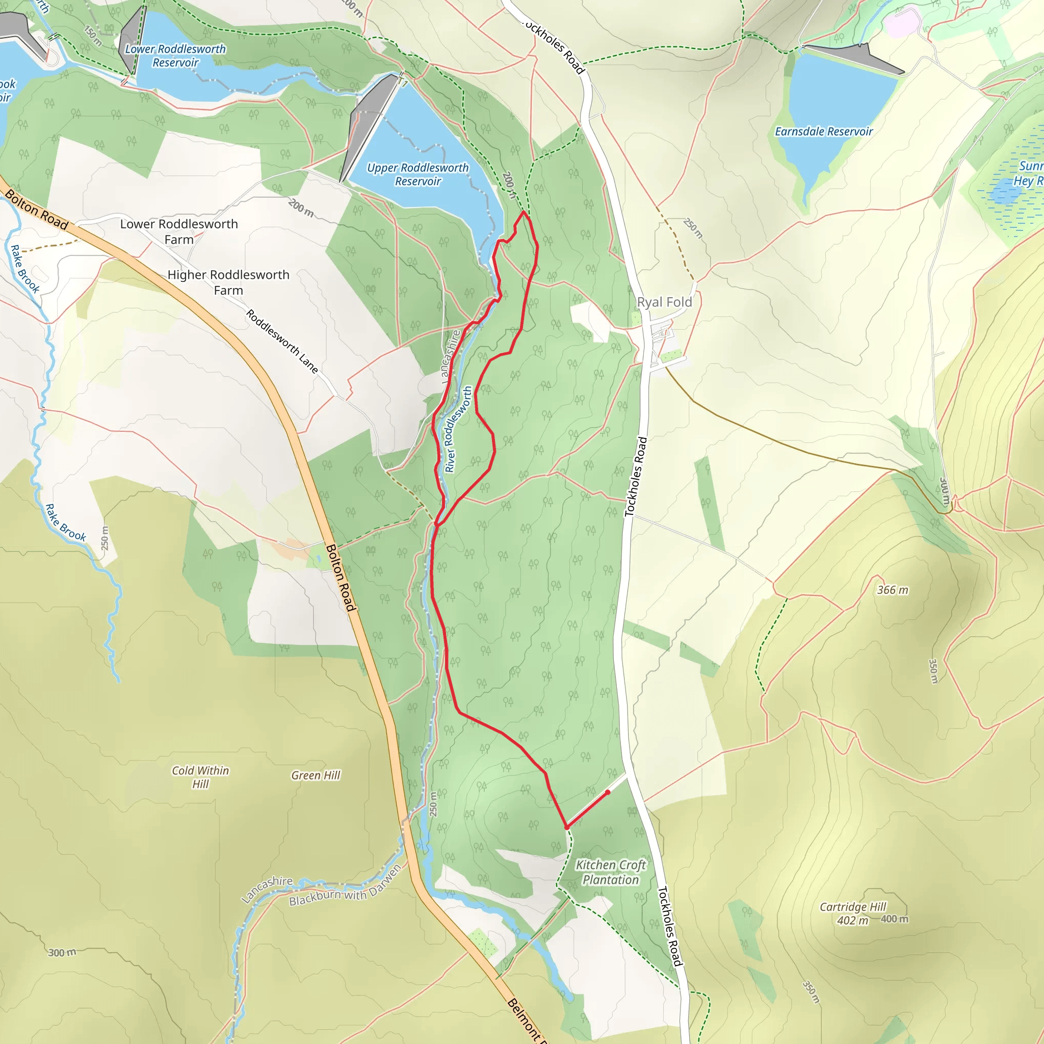 River Roddlesworth Streamside Walk mobile static map