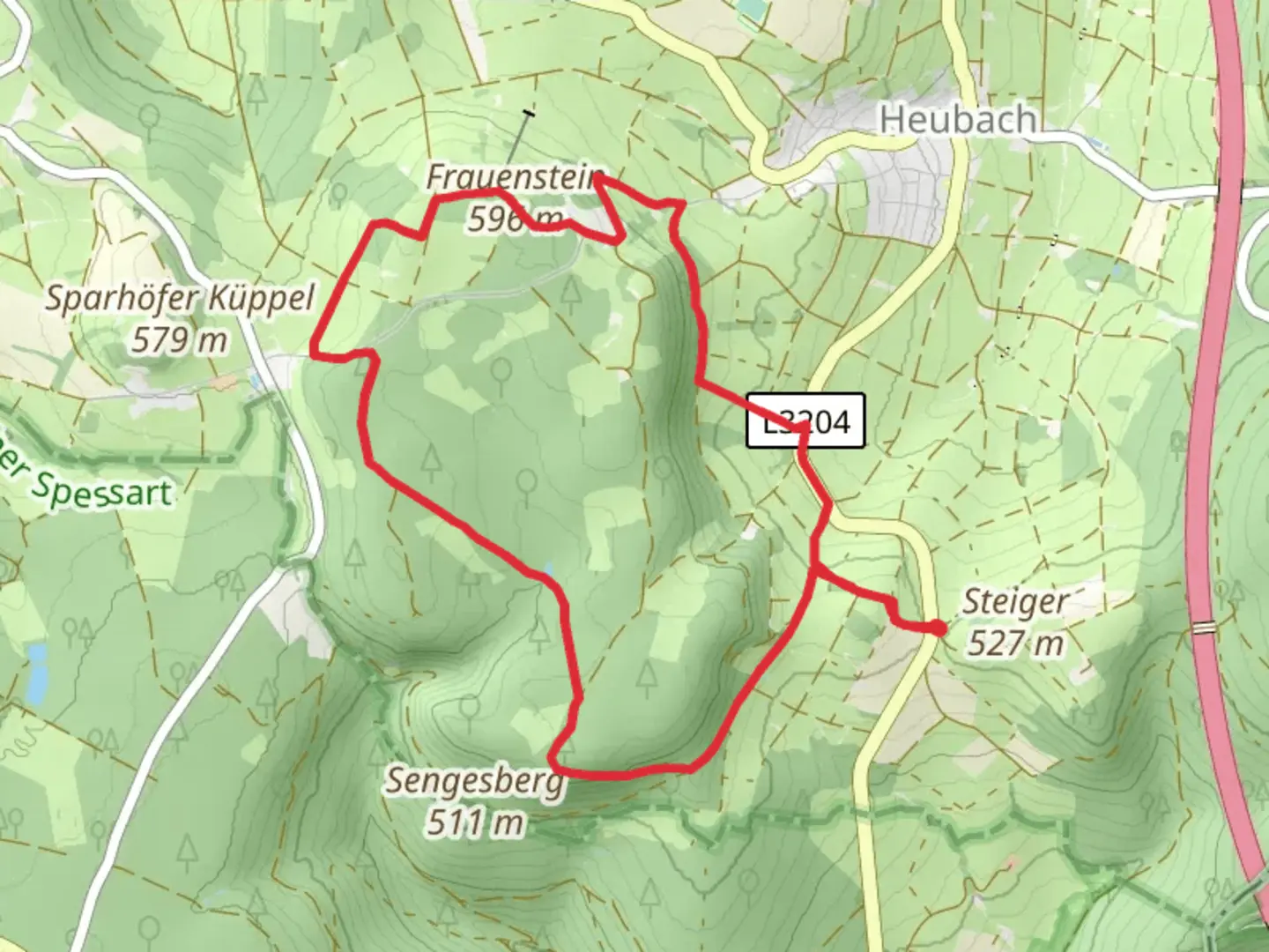 An image depicting the trail Schwarzenberg and Frauenstein Loop and its surrounding area.