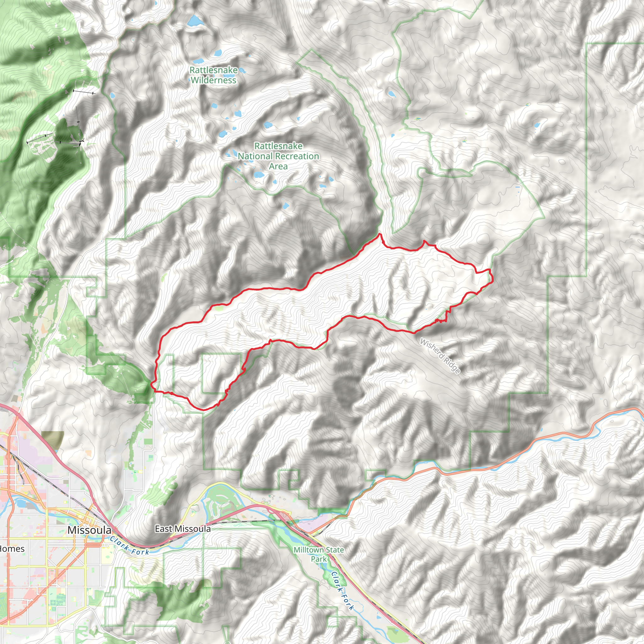 Woods Gulch, Sheep Mountain and Rattlesnake Loop Trail mobile static map