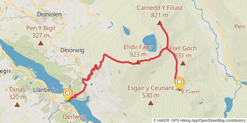 24 Peaks Circuit from Llanberis stage 7 Map