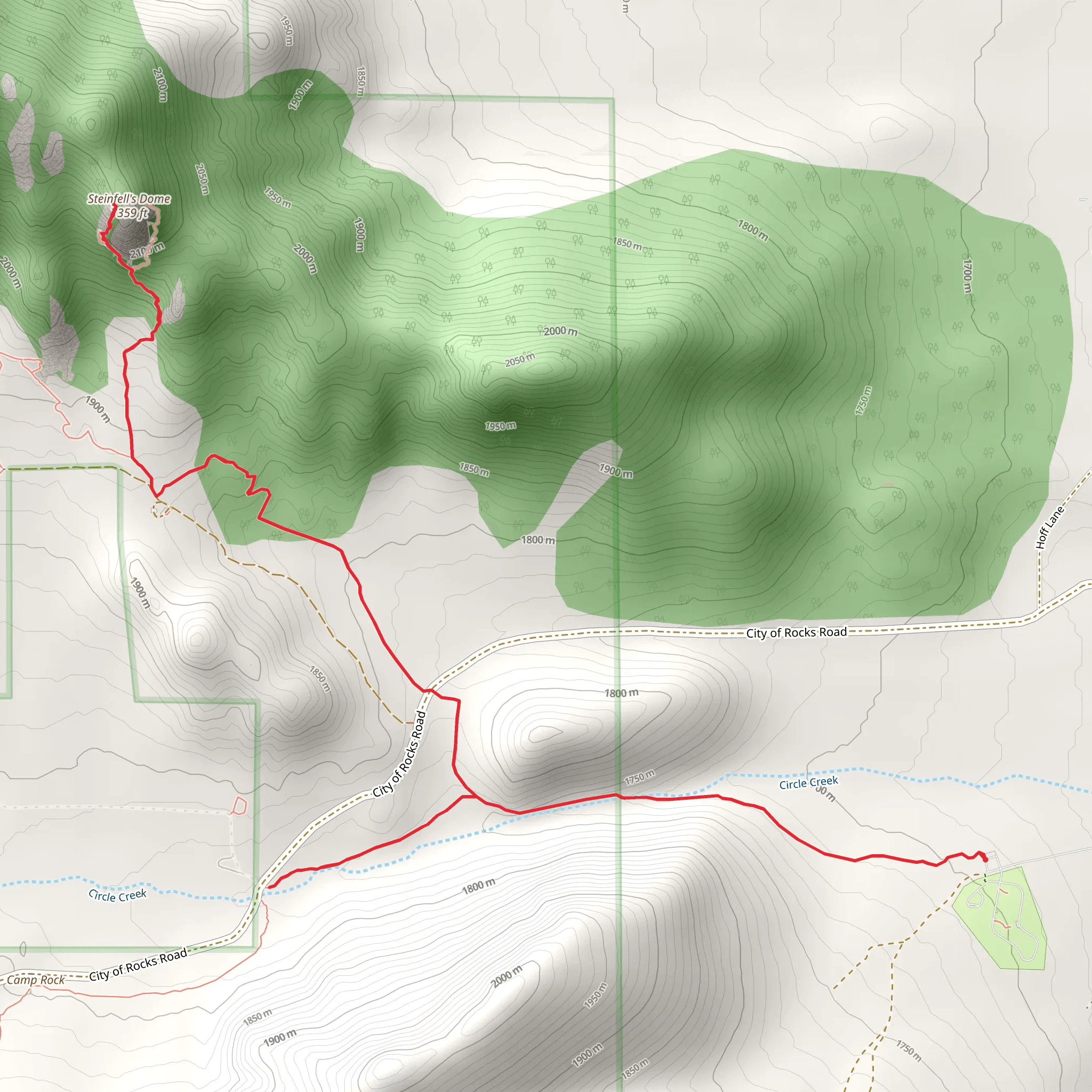 Steinfell's Dome and Circle Creek mobile static map