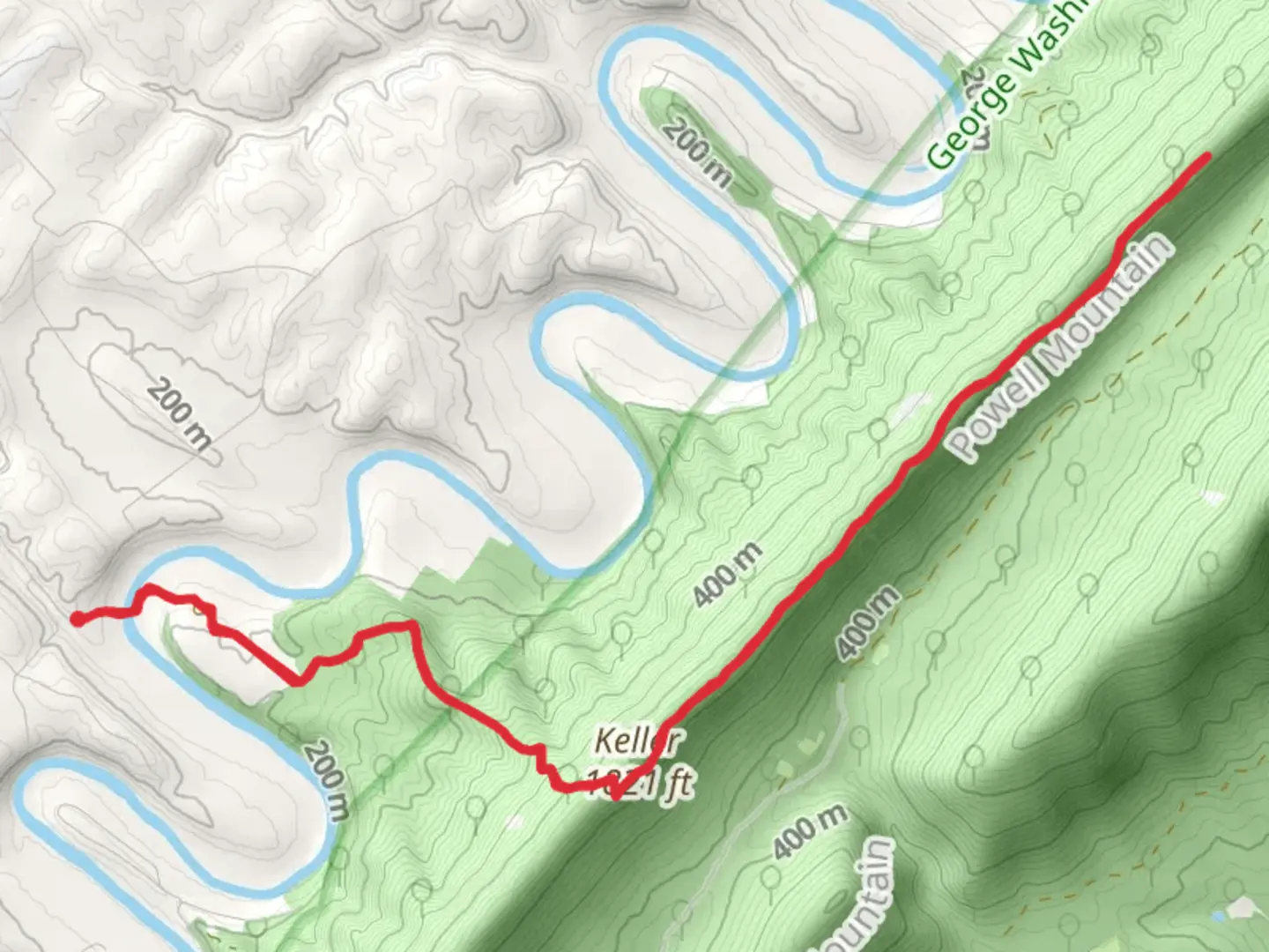 An image depicting the trail Keller and Tuscarora-Doll Ridge Trail and its surrounding area.