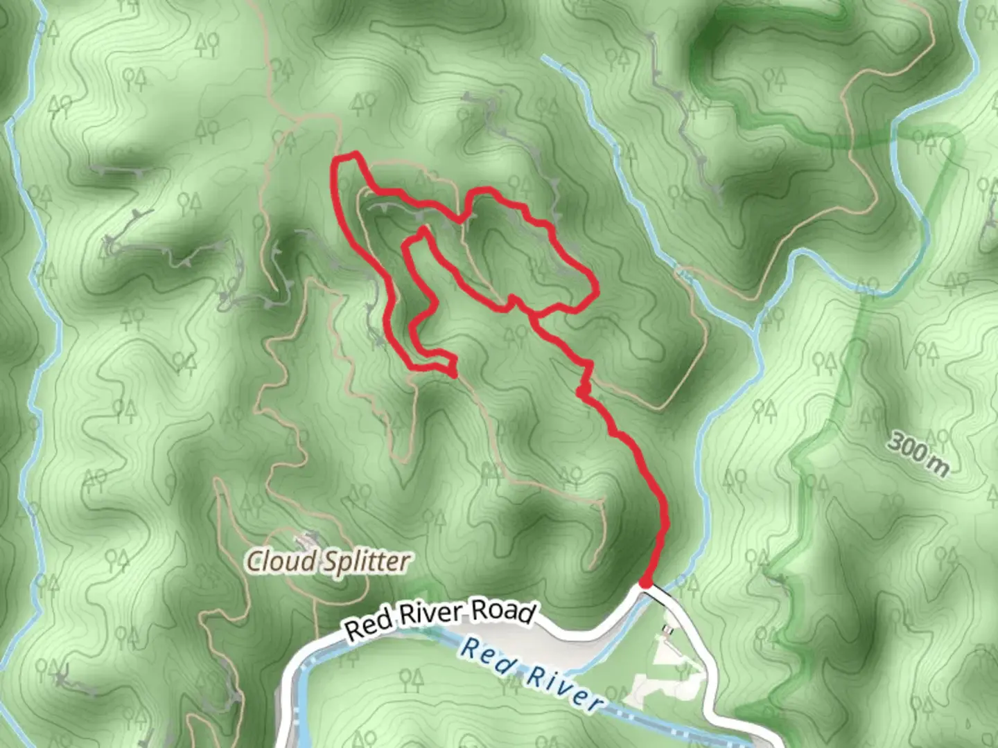 An image depicting the trail Sheltowee trace NRT and Bison Way Loop Trail and its surrounding area.