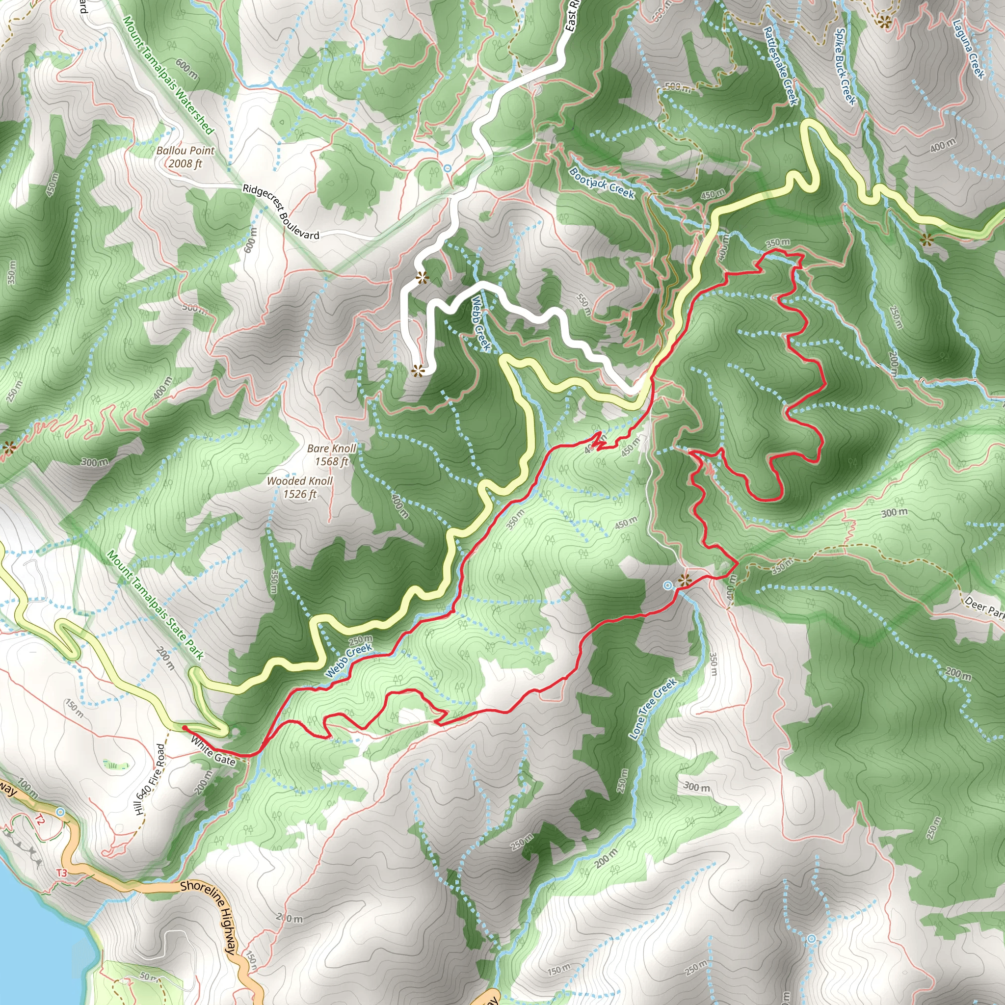 Steep Ravine Trail and TCC Loop Trail mobile static map