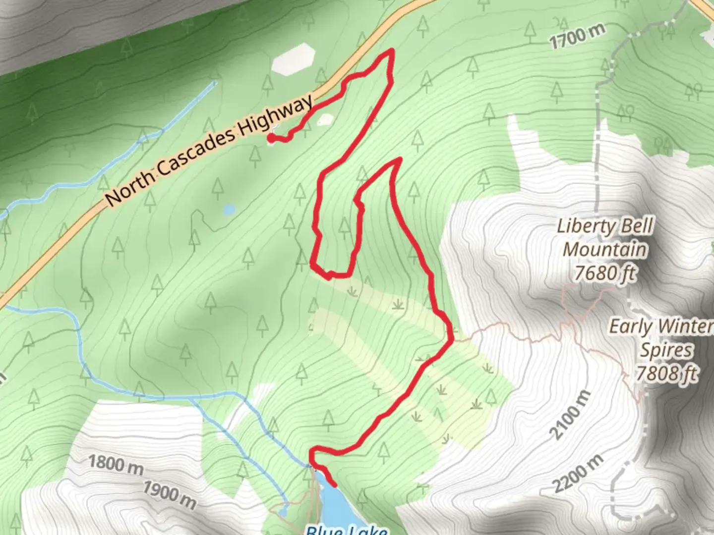 An image depicting the trail Blue Lake Trail and its surrounding area.