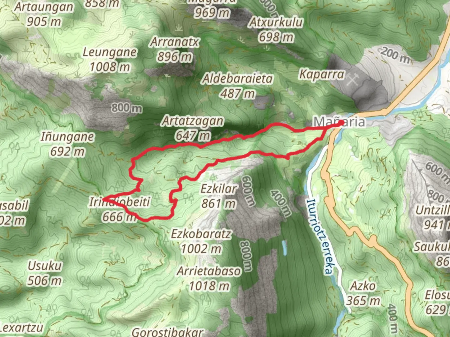 An image depicting the trail Erleabe, The Way of the Bees PR BI 84 and its surrounding area.