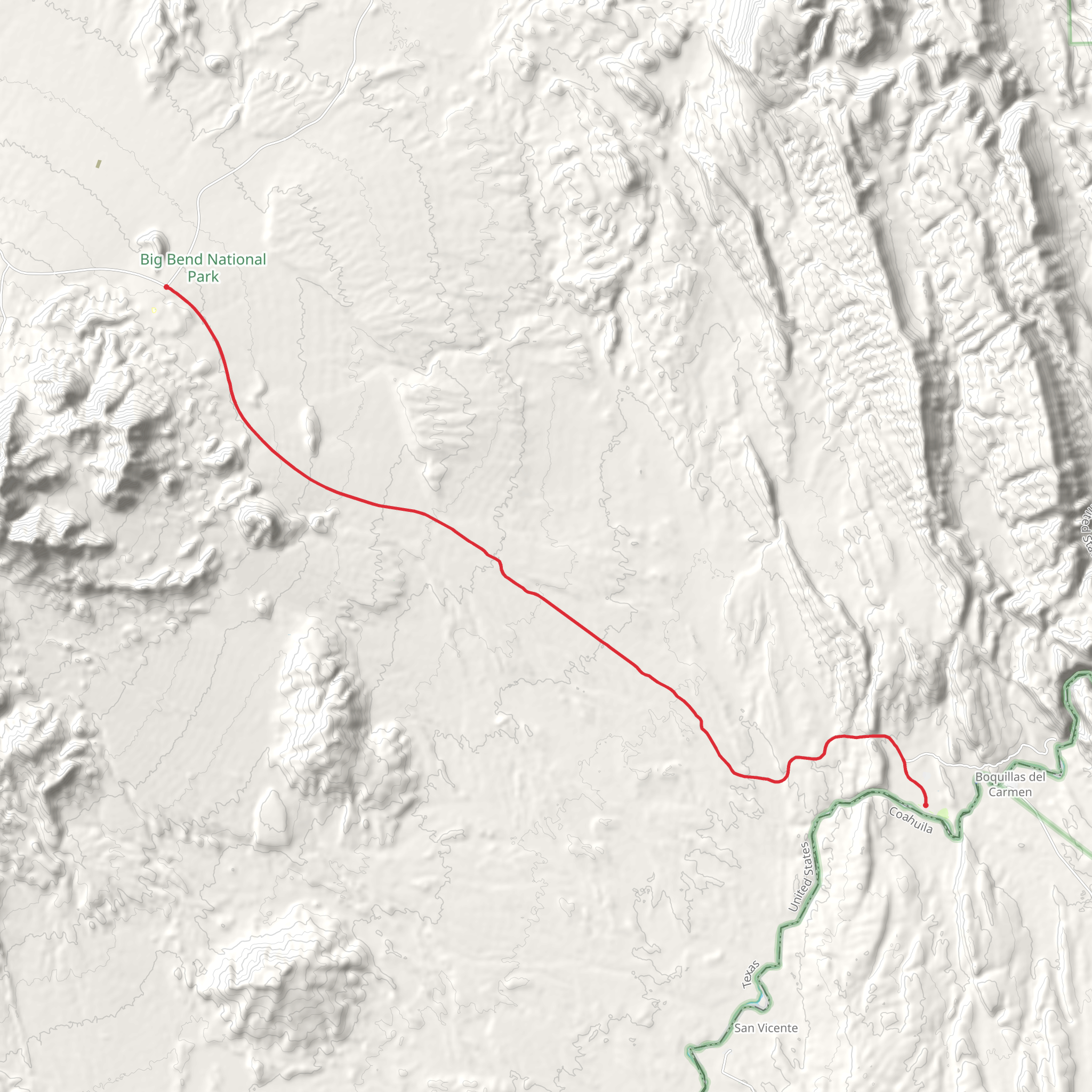 Panther Junction to Rio Grande Village mobile static map
