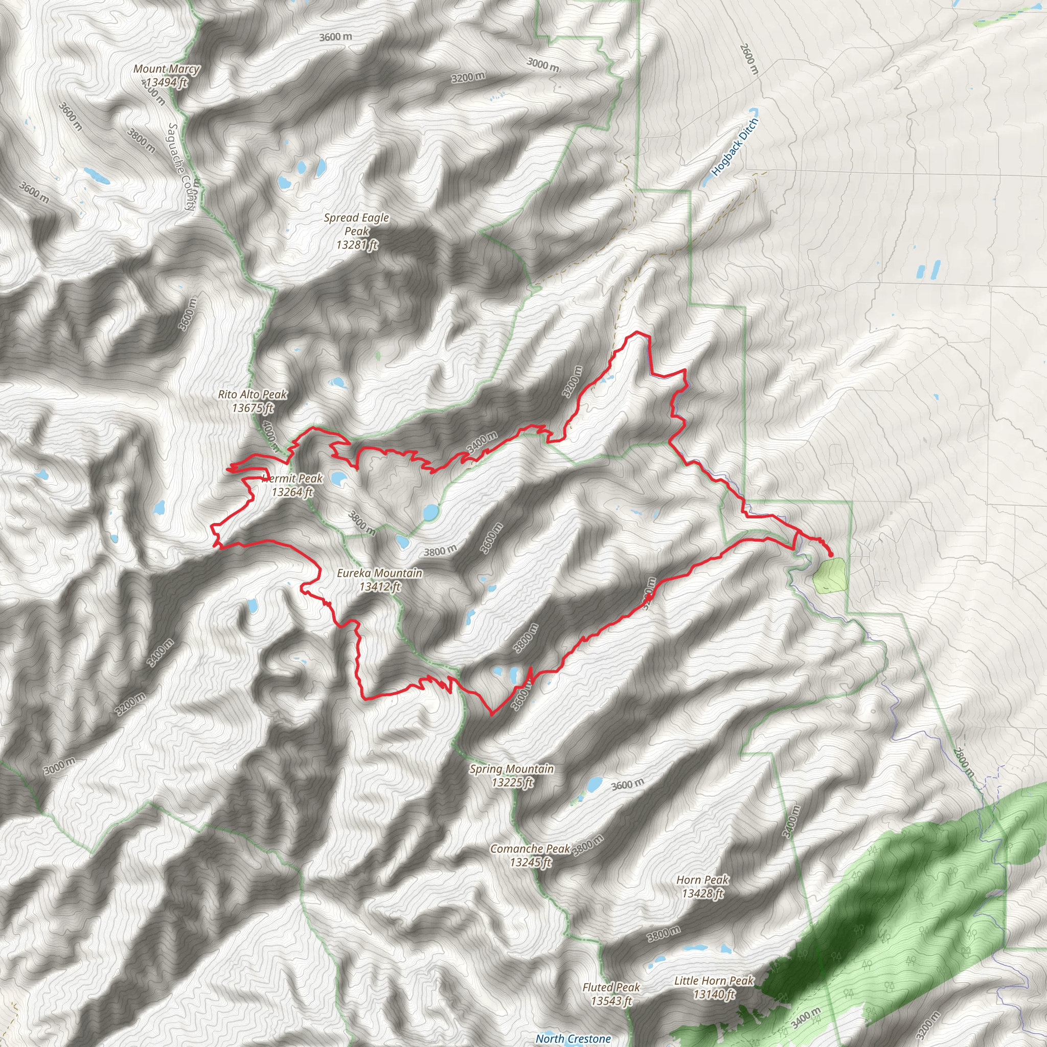 Horseshoe Lake and Venable Lakes Loop via Venable Trail mobile static map