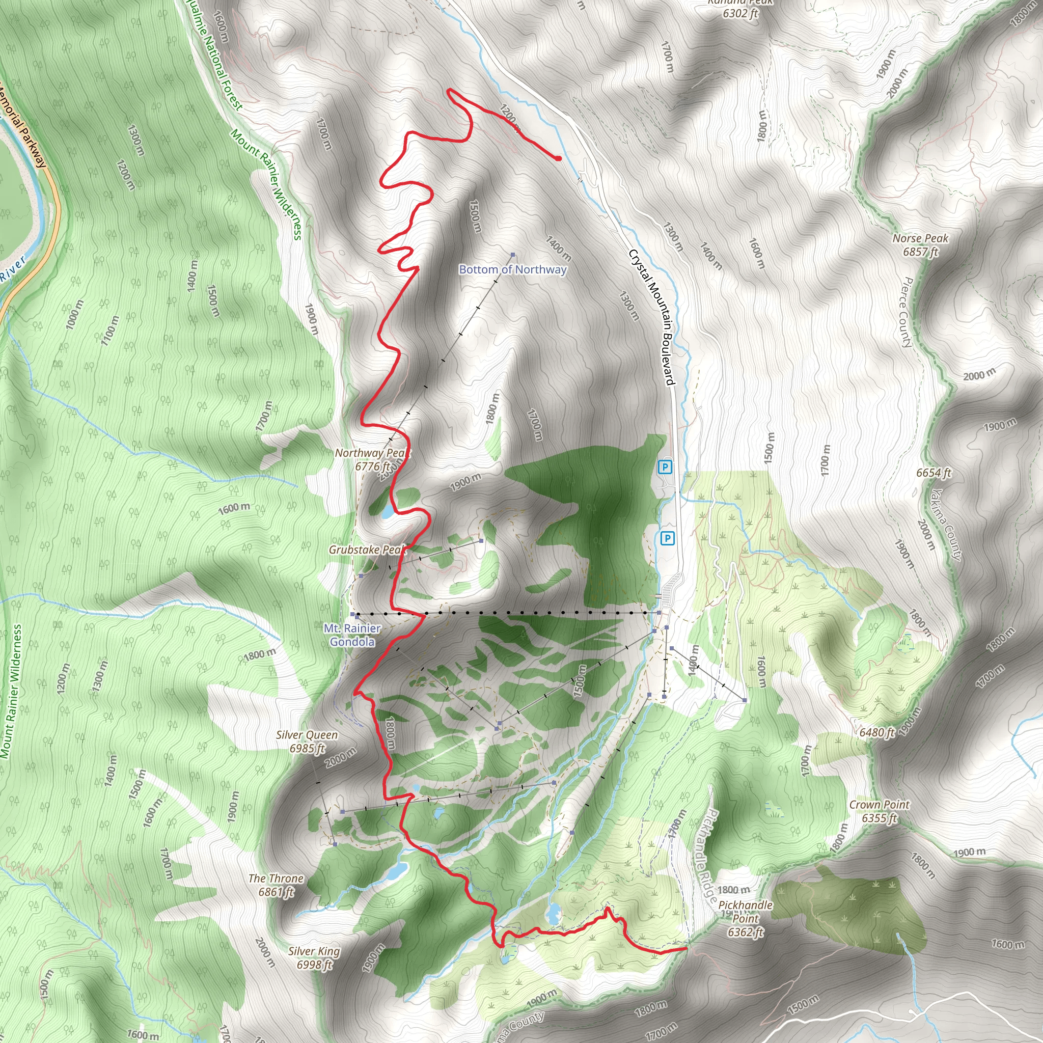 Crystal Mountain Trail mobile static map