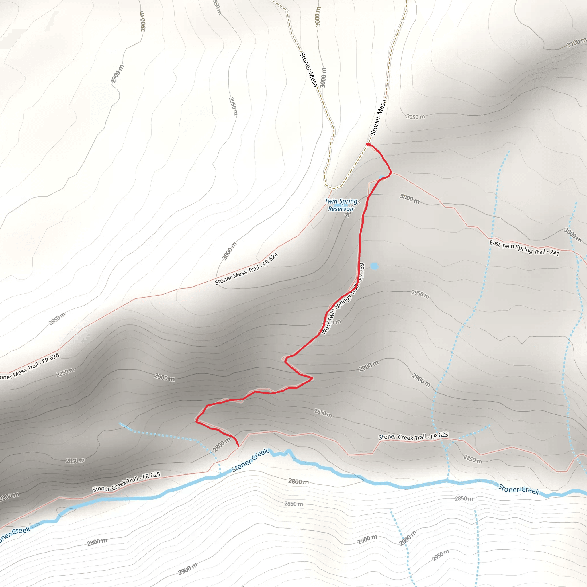 West Twin Springs Trail mobile static map
