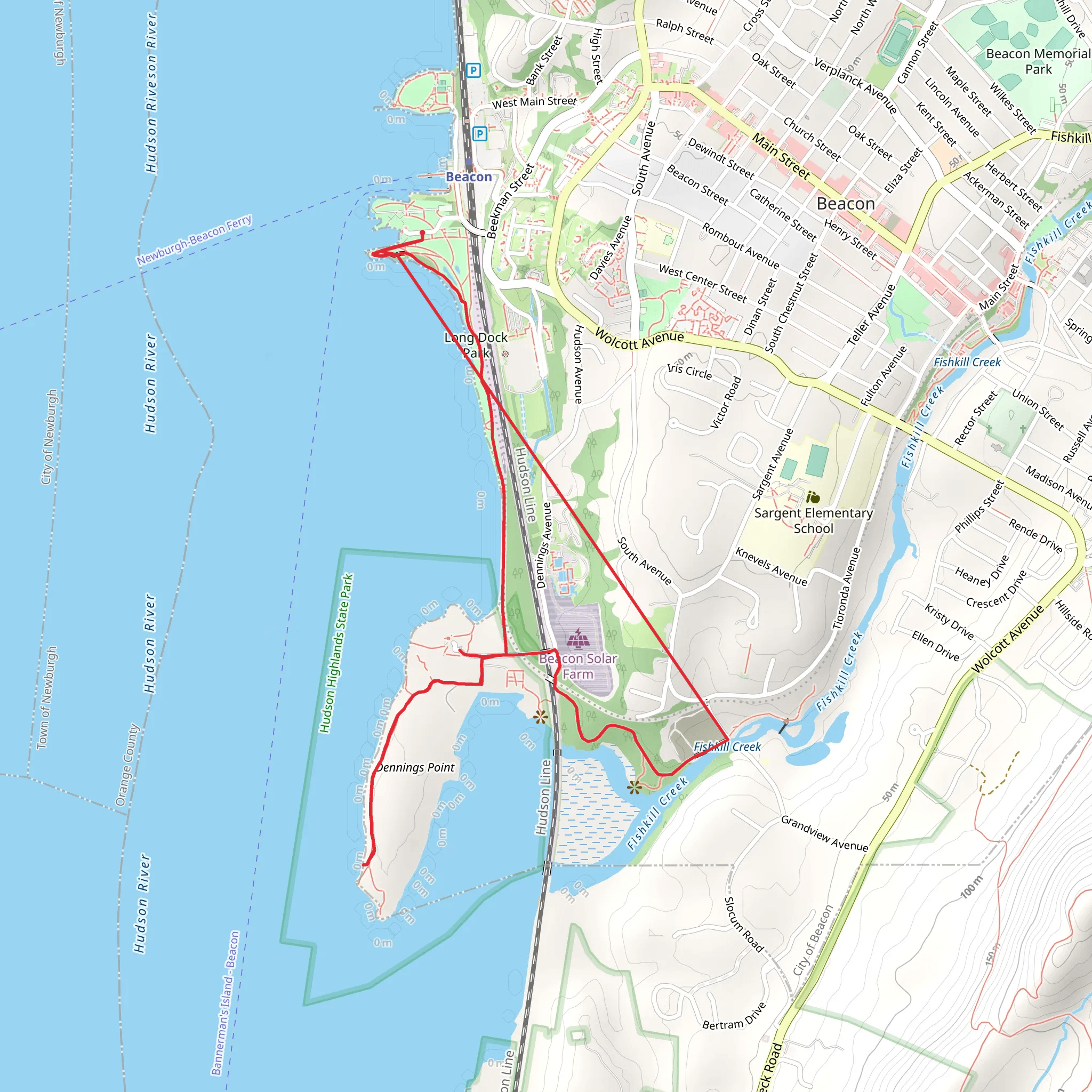 Fishkill Creek Trail from Long Dock Park mobile static map