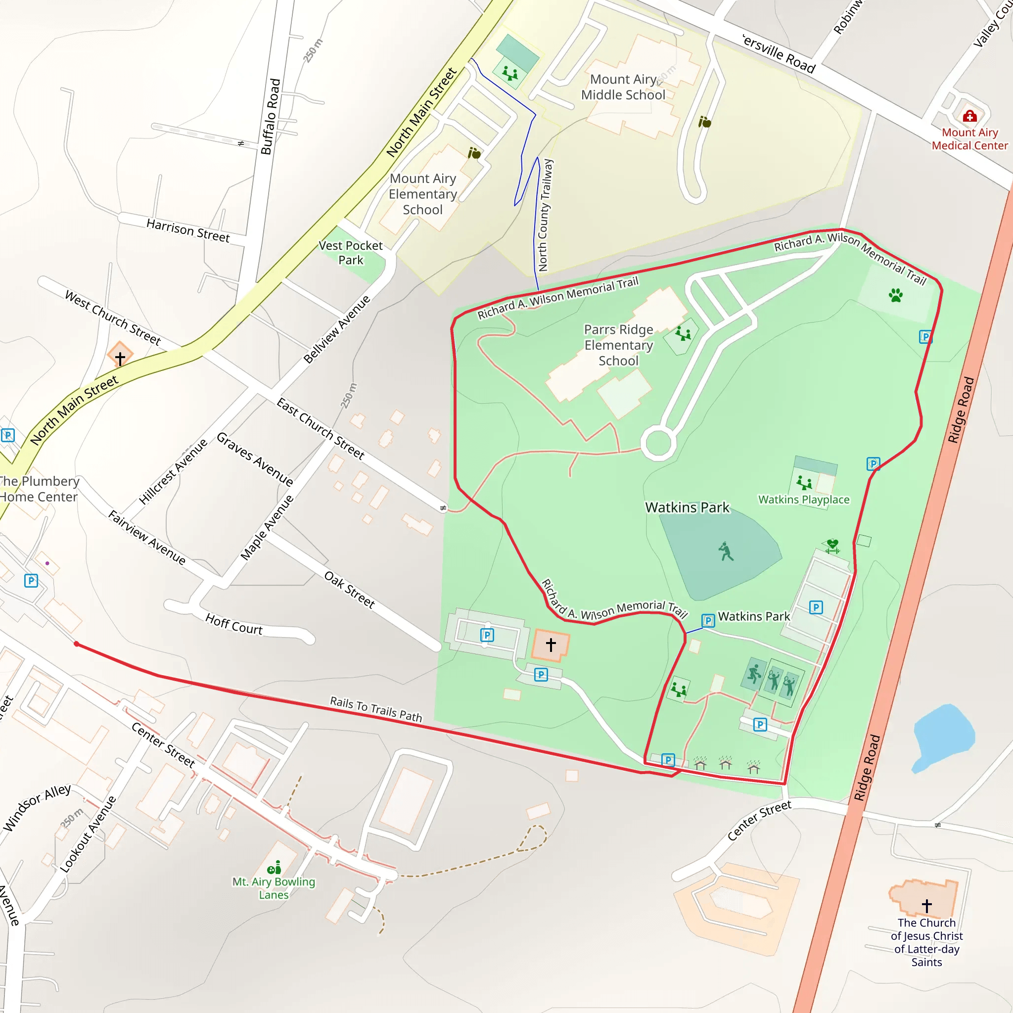 Watkins Park Loop via Mt Airy Rails to Trails mobile static map