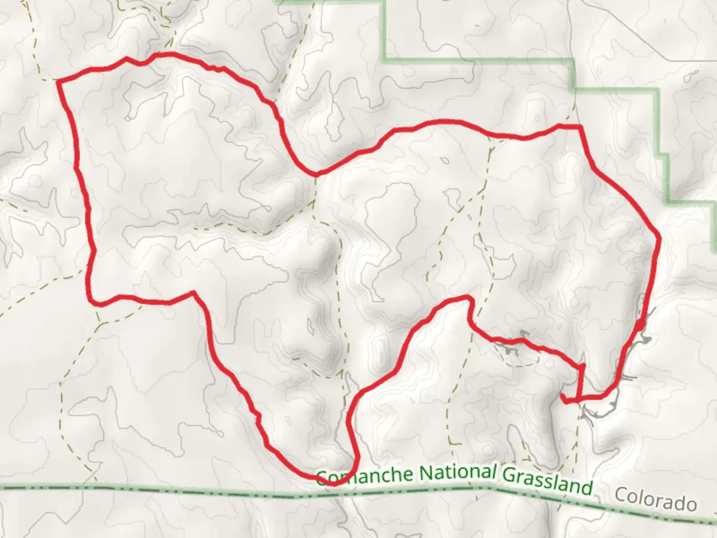 An image depicting the trail Picture Canyon Commanche Loop and its surrounding area.