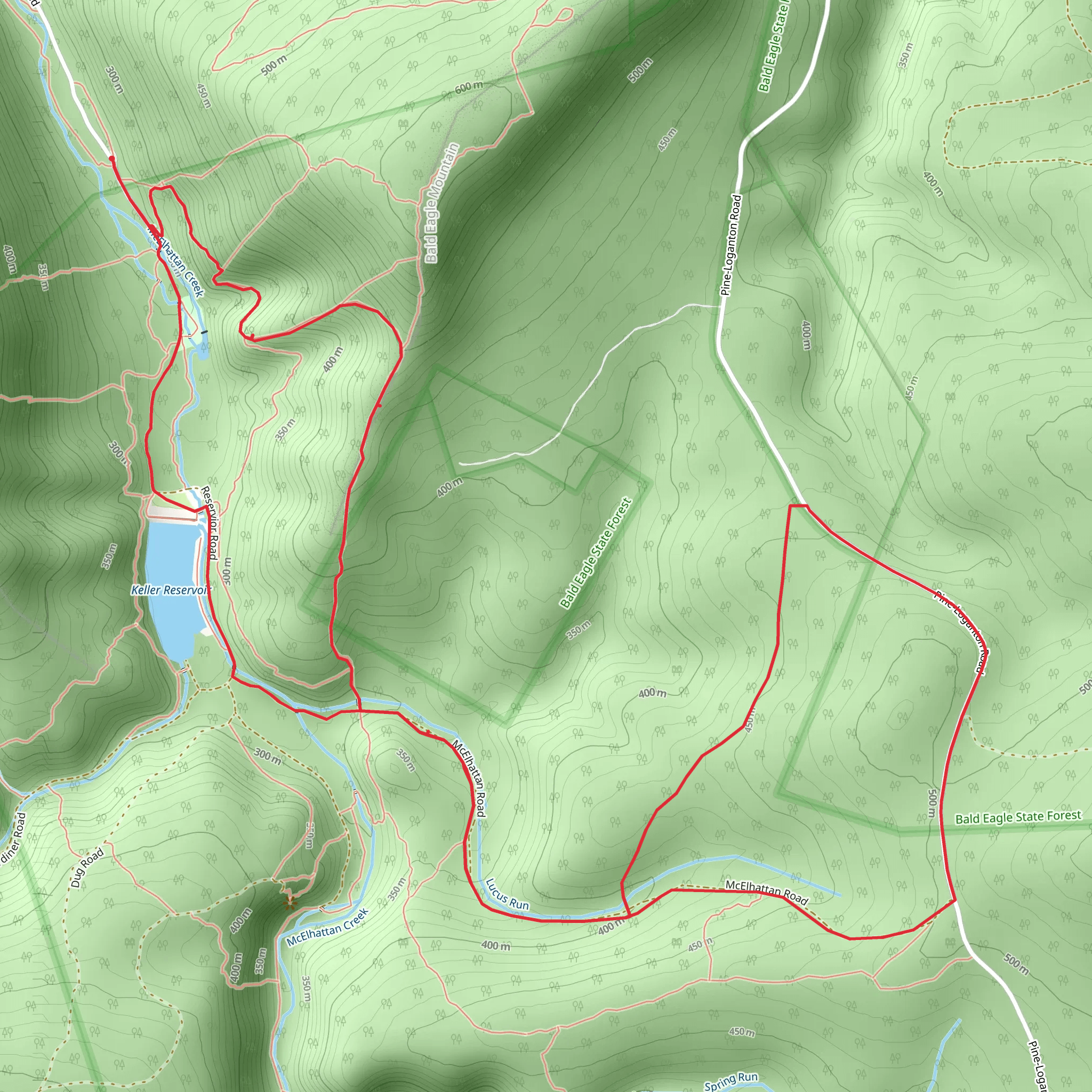 Zindel Park and Keller Reservoir Loop Trail mobile static map