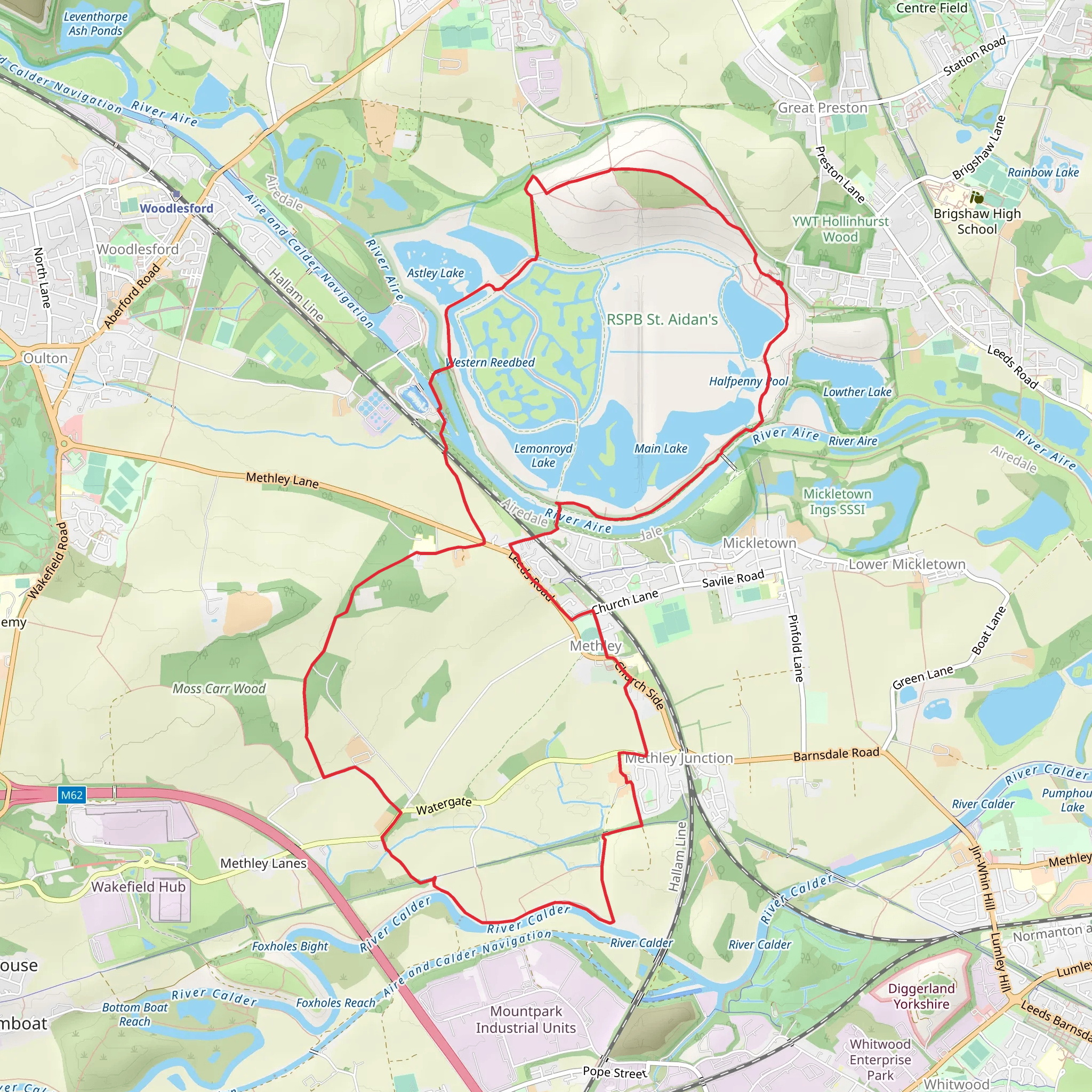 RSPB St Aidan's and Methley Junction Loop mobile static map