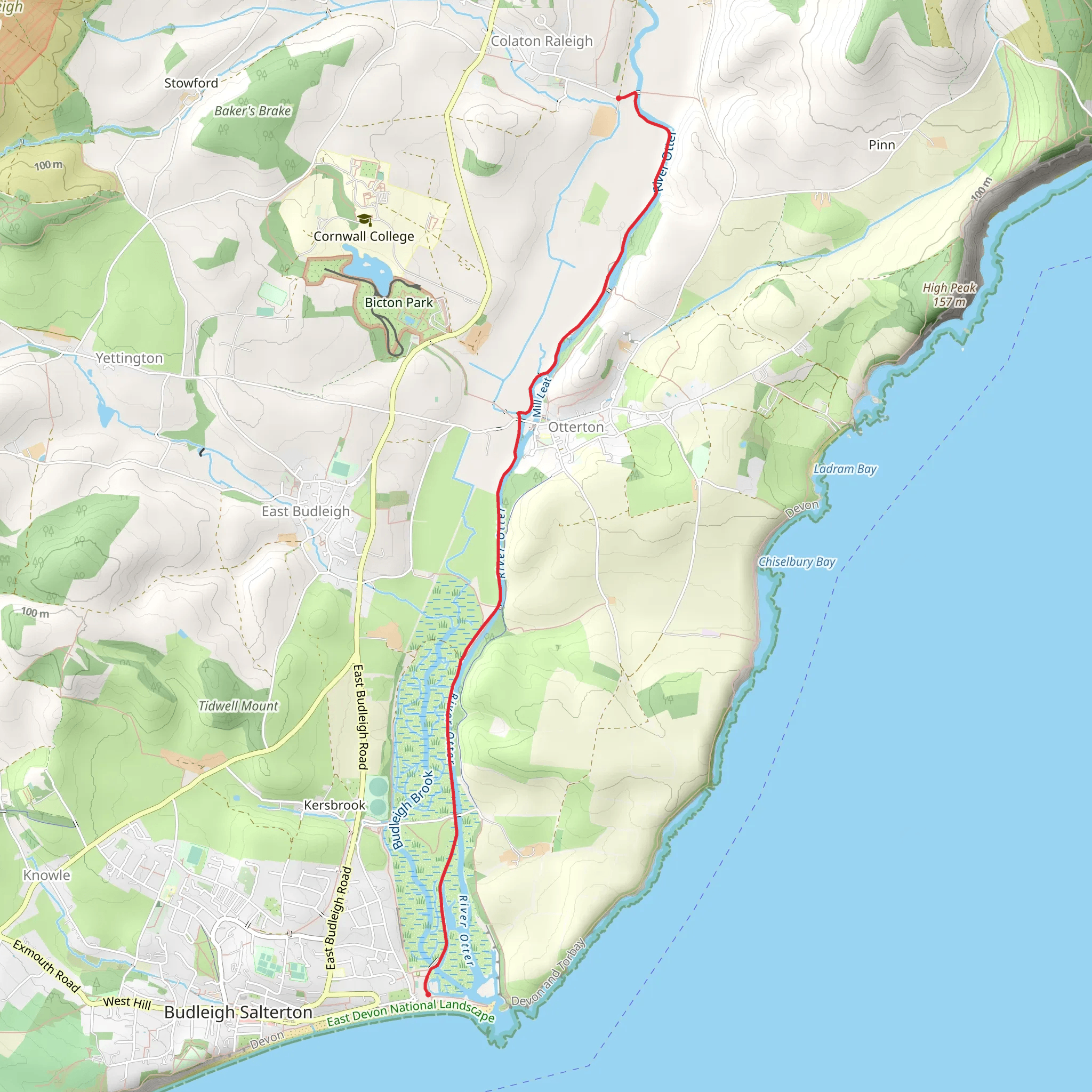 Colaton Raleigh to Budleigh Salterton Walk mobile static map