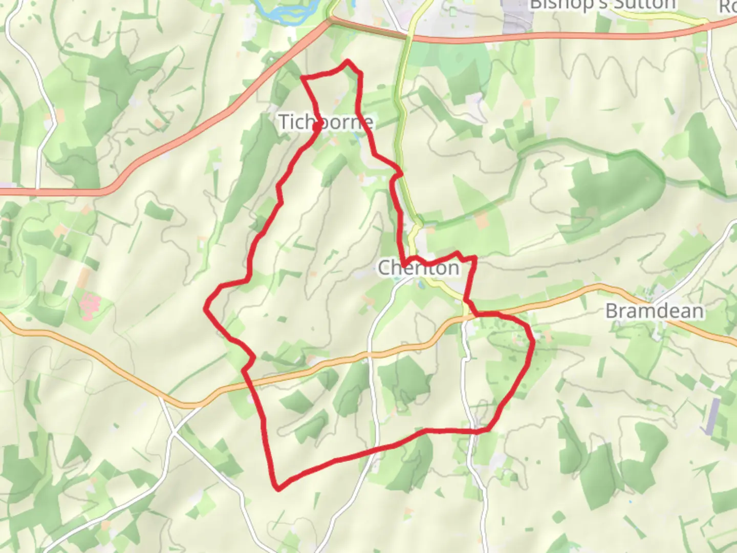 An image depicting the trail Cheriton, West Wood and South Downs Way and its surrounding area.