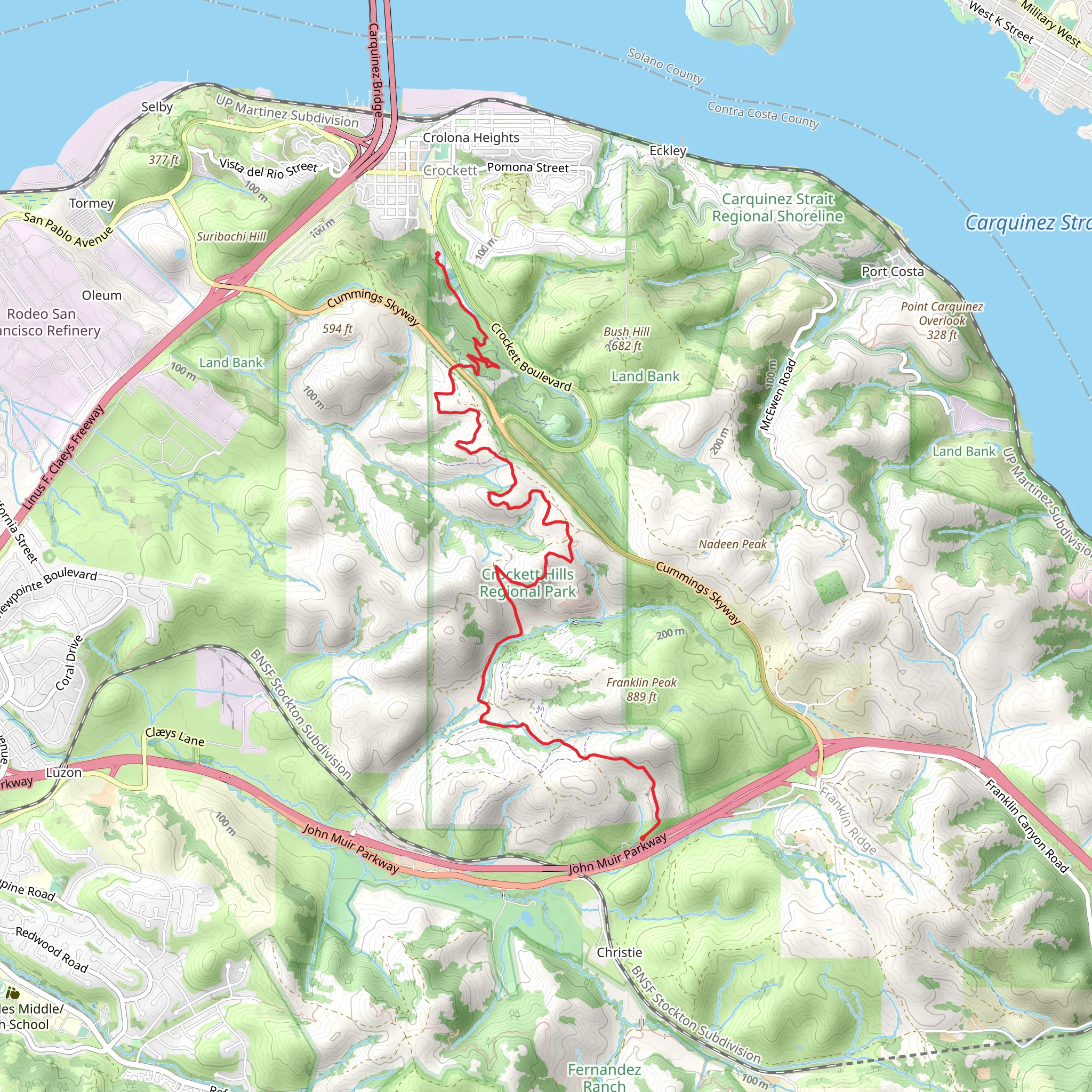 Soaring Eagle to Bay Area Ridge Trail mobile static map