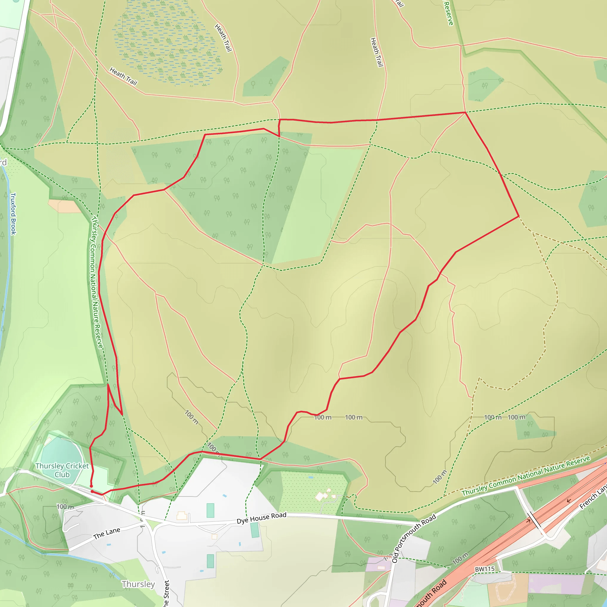 Thursley Common National Nature Reserve Loop mobile static map