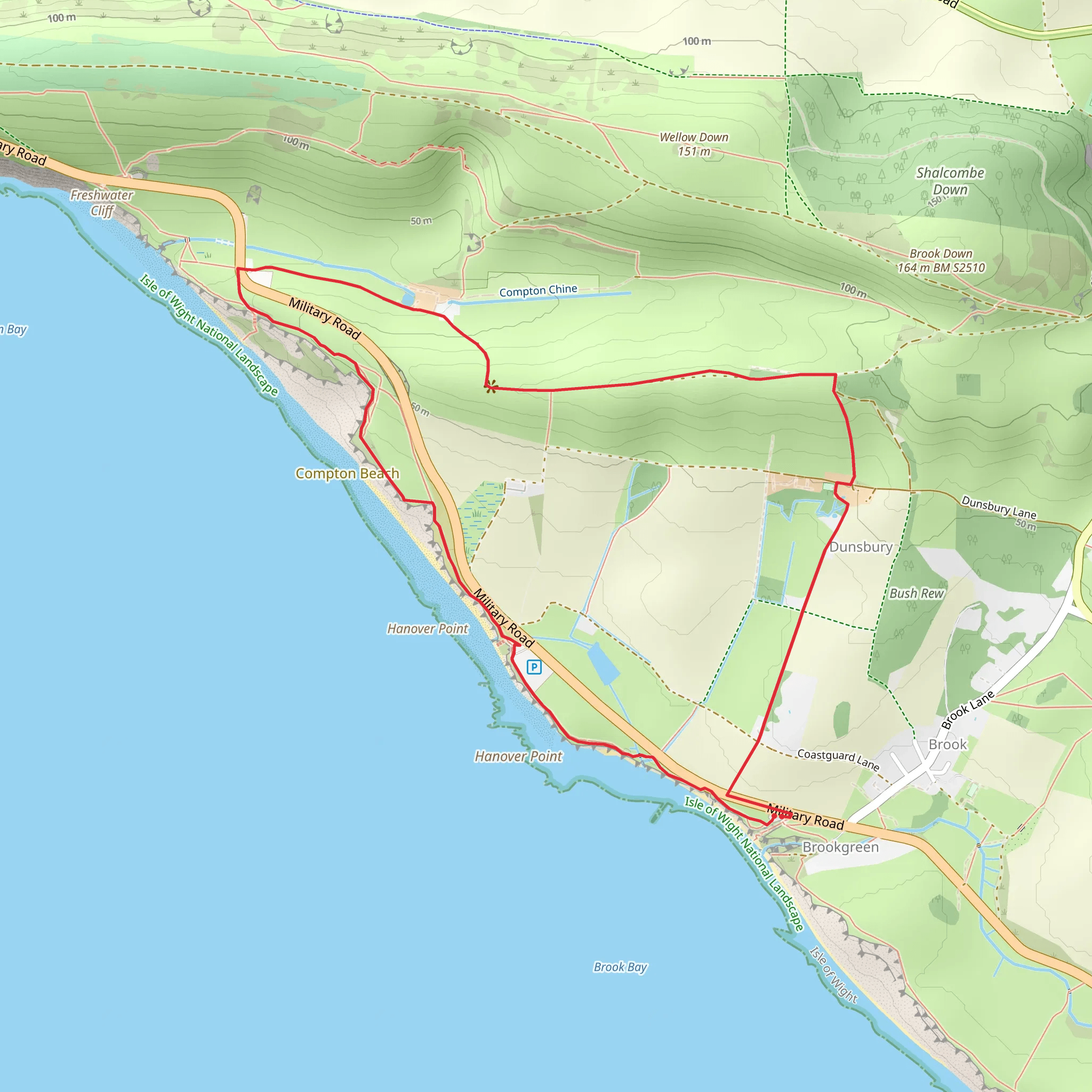 Isle of Wight and Compton Beach Loop mobile static map
