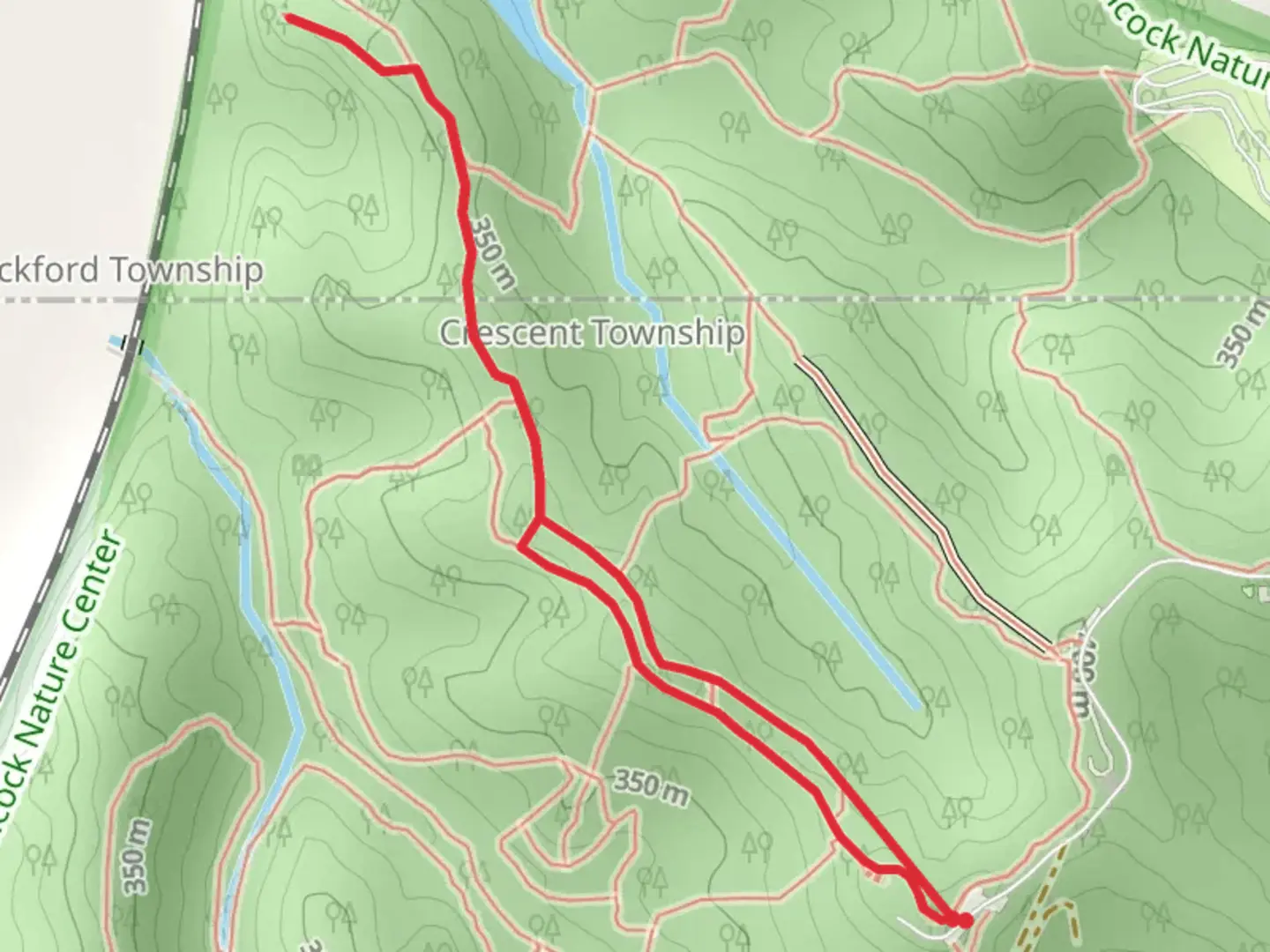 An image depicting the trail Fox Run Ridge and Dozer Cut and its surrounding area.
