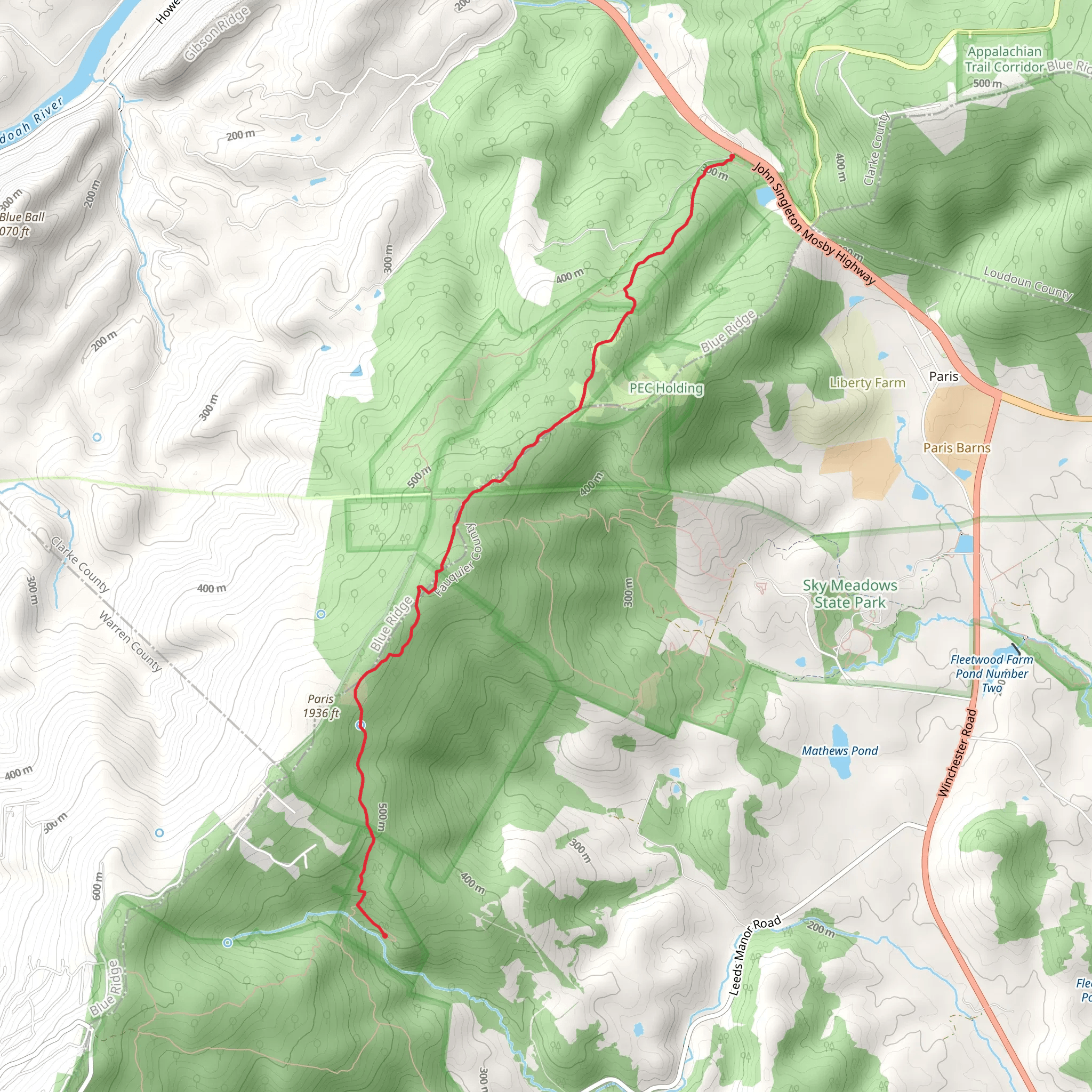 Appalachian Trail from Liberty Hill Lane mobile static map