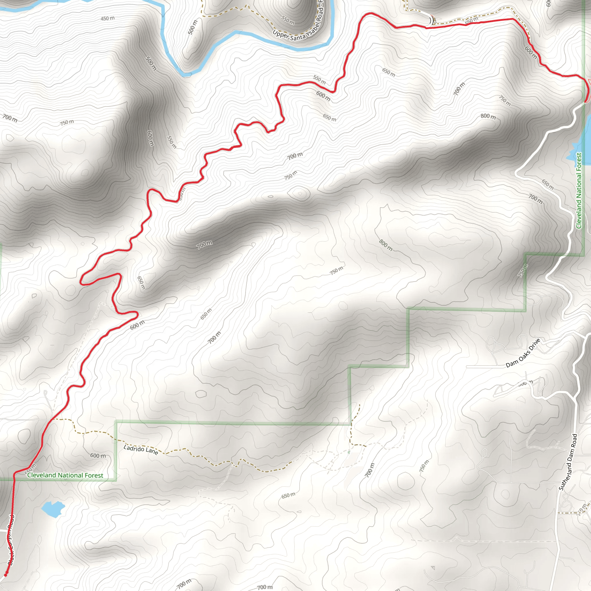 Lake Sutherland via Black Canyon Road mobile static map