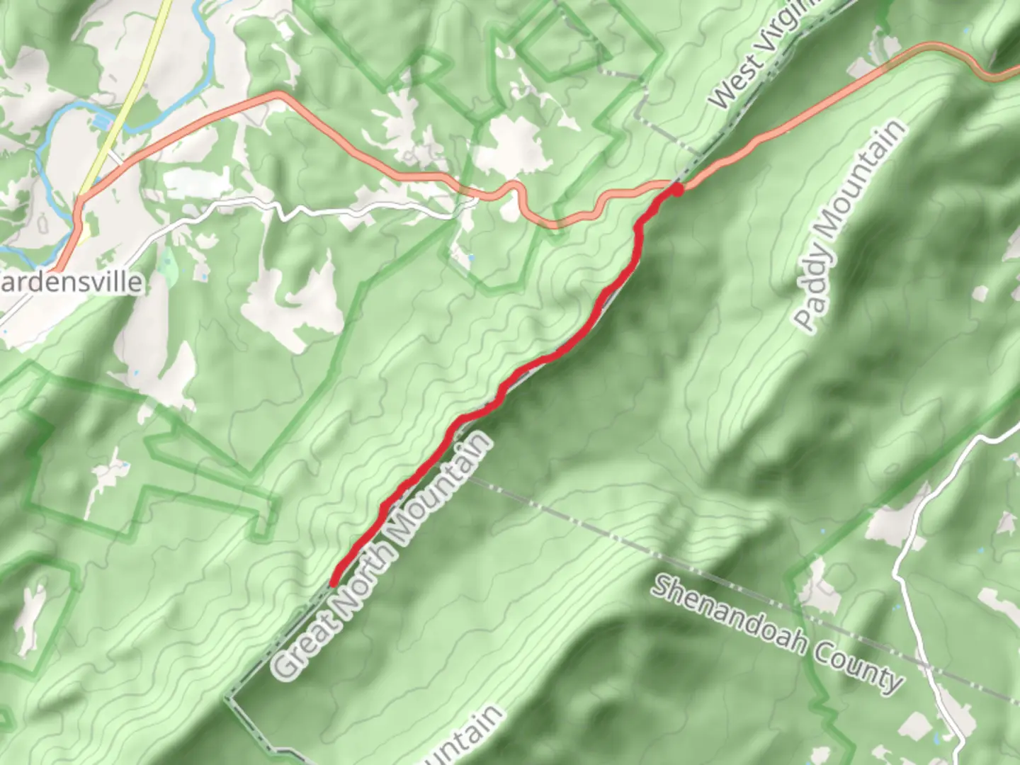 An image depicting the trail Tuscarora Trail Out and Back and its surrounding area.