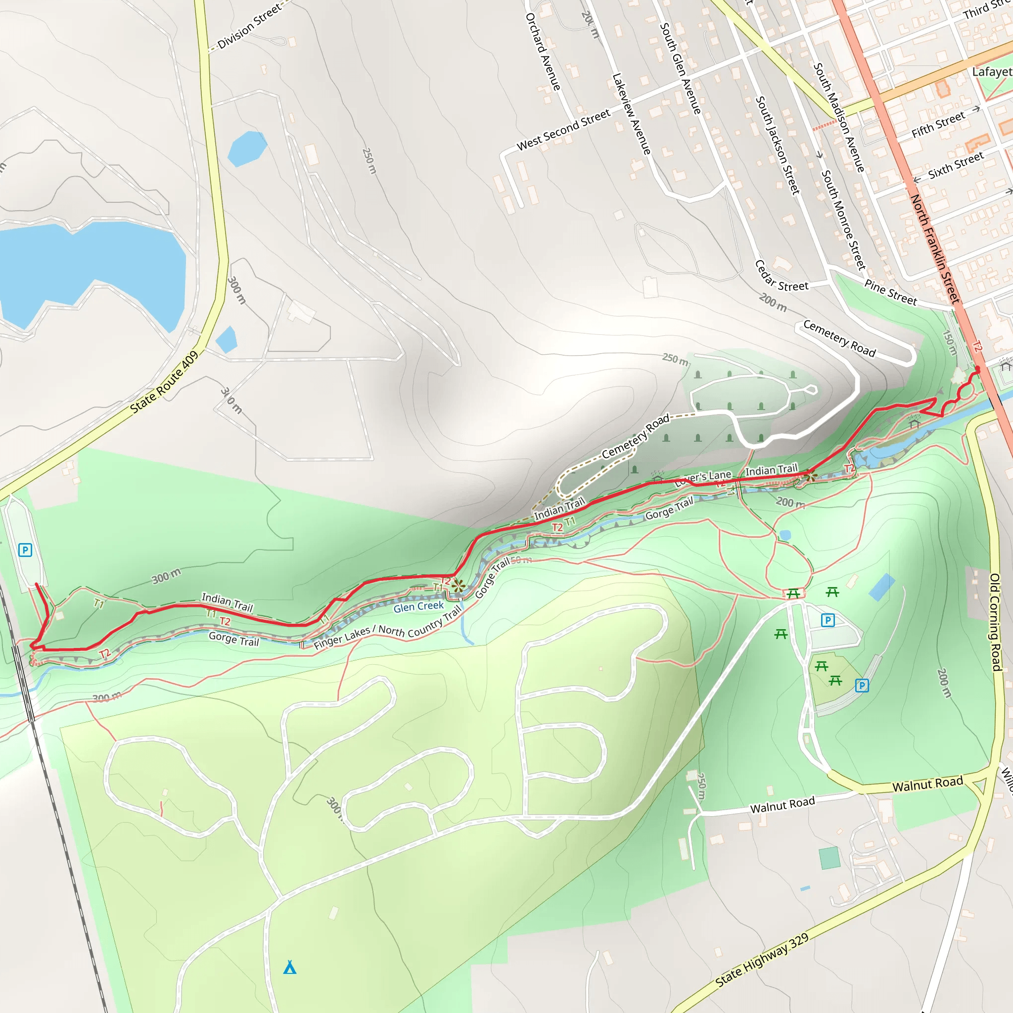 Indian Trail from Glen Creek mobile static map