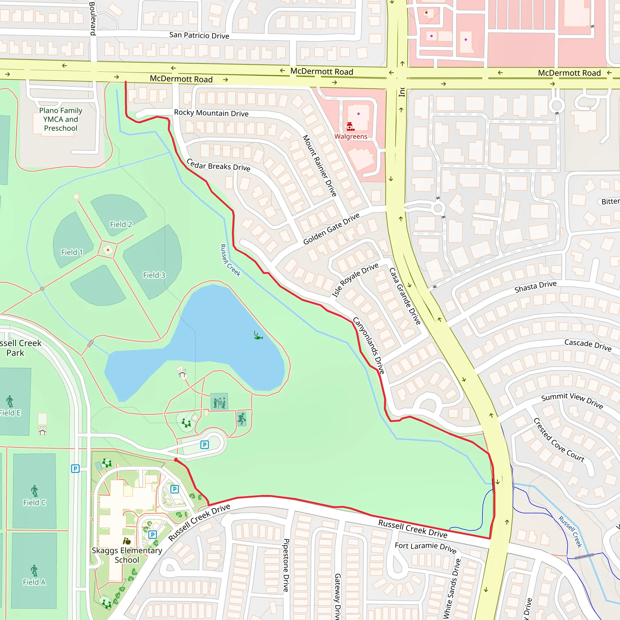 Russell Creek mobile static map