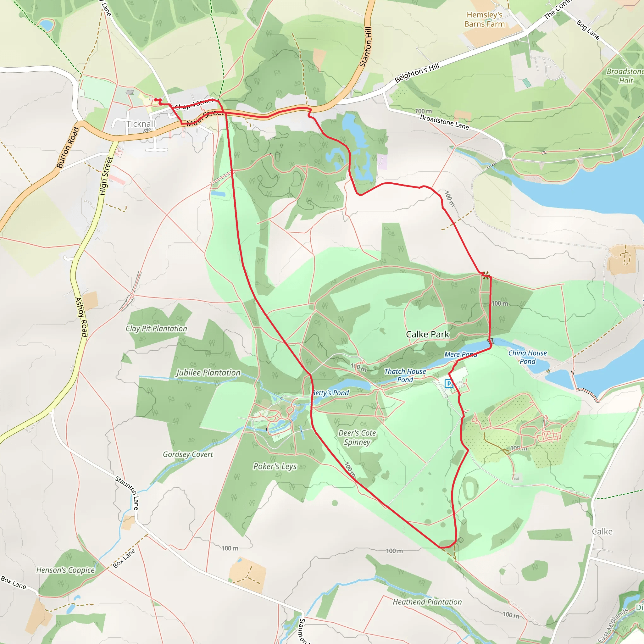 National Trust - Calke Abbey Loop mobile static map