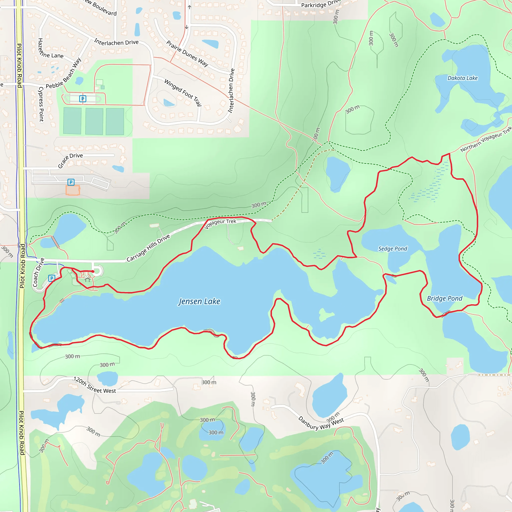 Sedge Pond, Bridge Pond and Jensen Lake Loop mobile static map