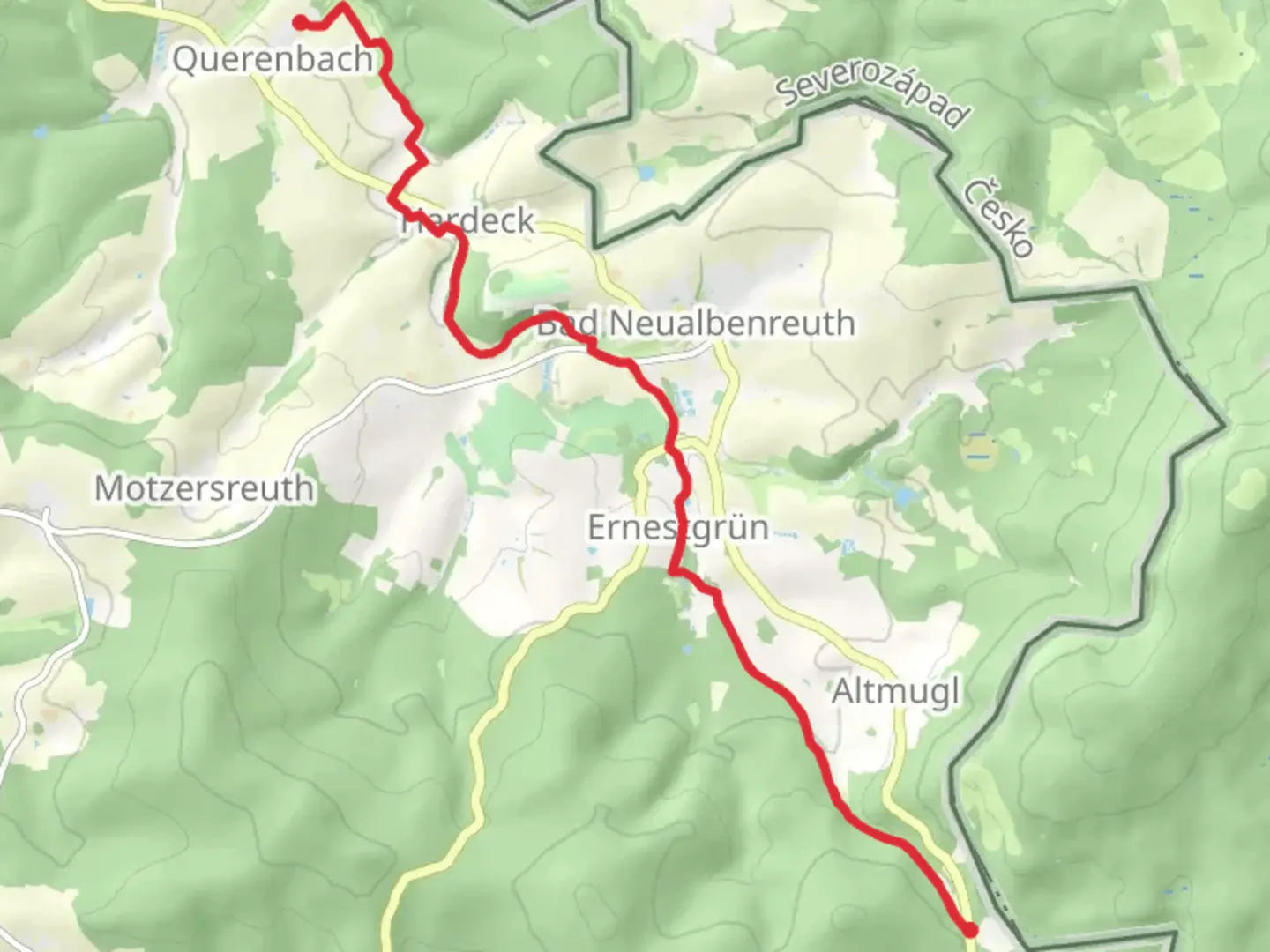 An image depicting the trail Muglbach Weg and its surrounding area.