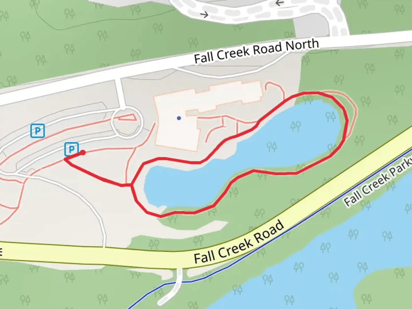 An image depicting the trail Fall Creek Road North Loop and its surrounding area.